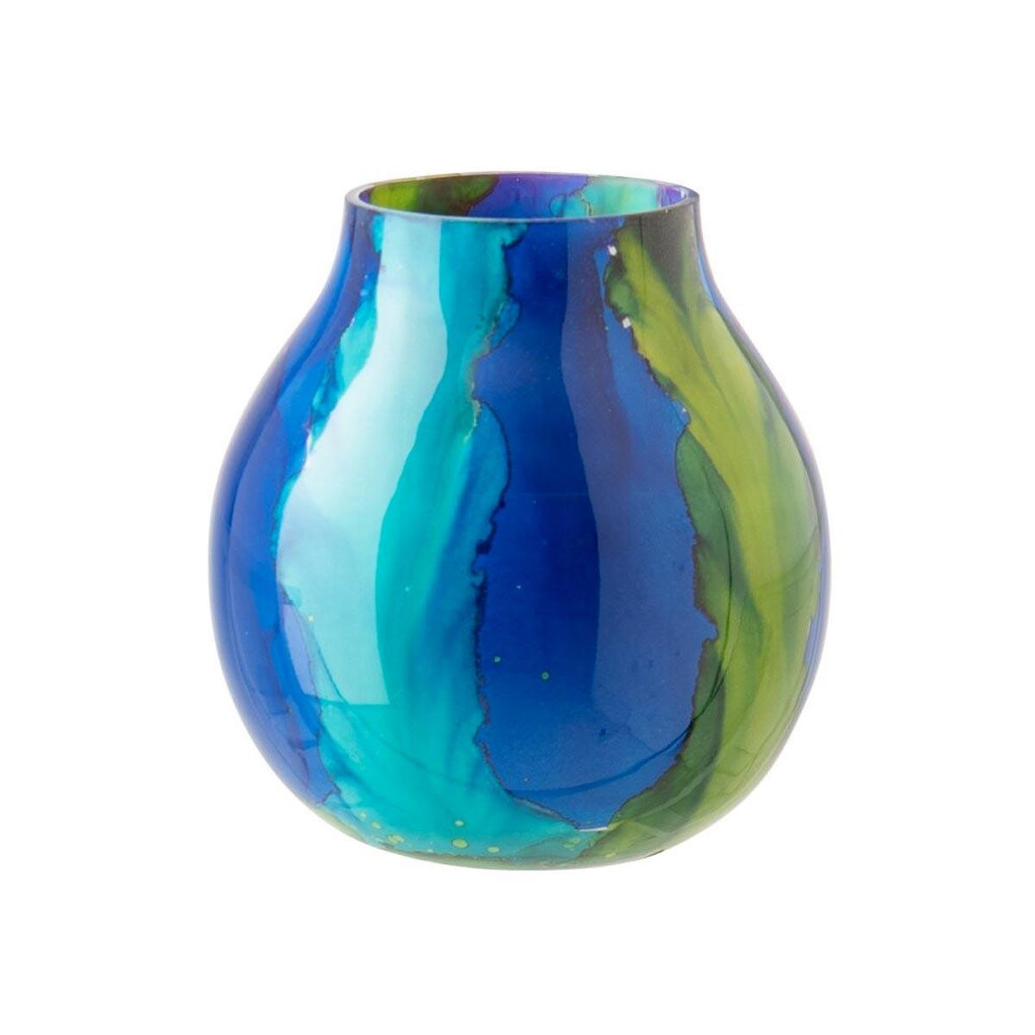 J-LINE Photophore dégradé en verre  aurore  16cm bleu