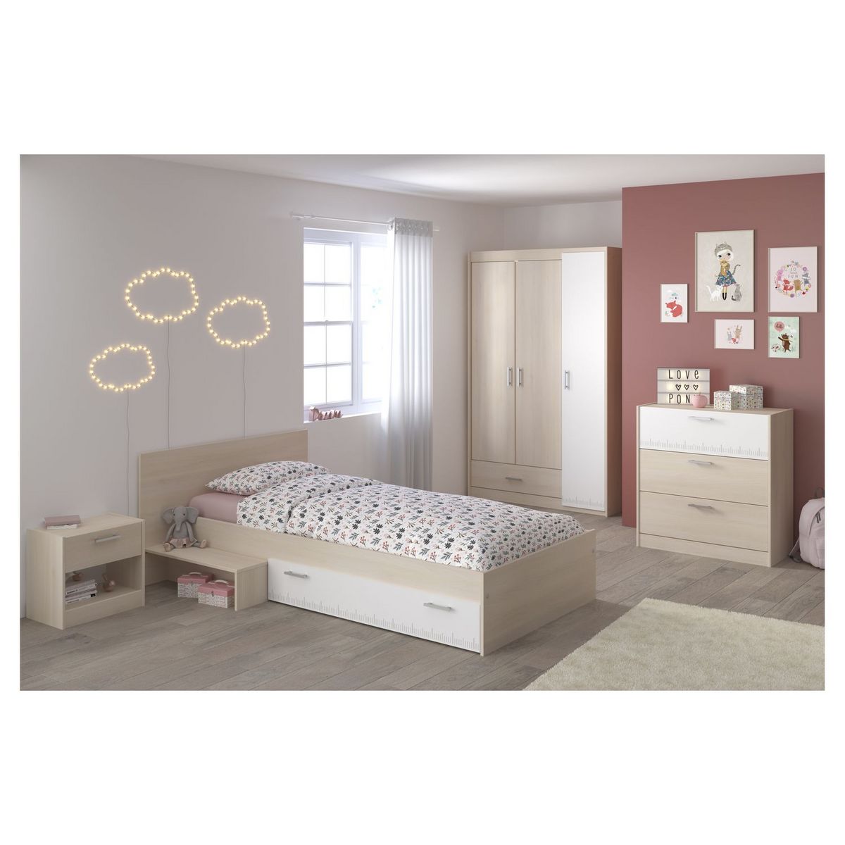 Armoire de chambre enfant 3 portes L112cm SACHA