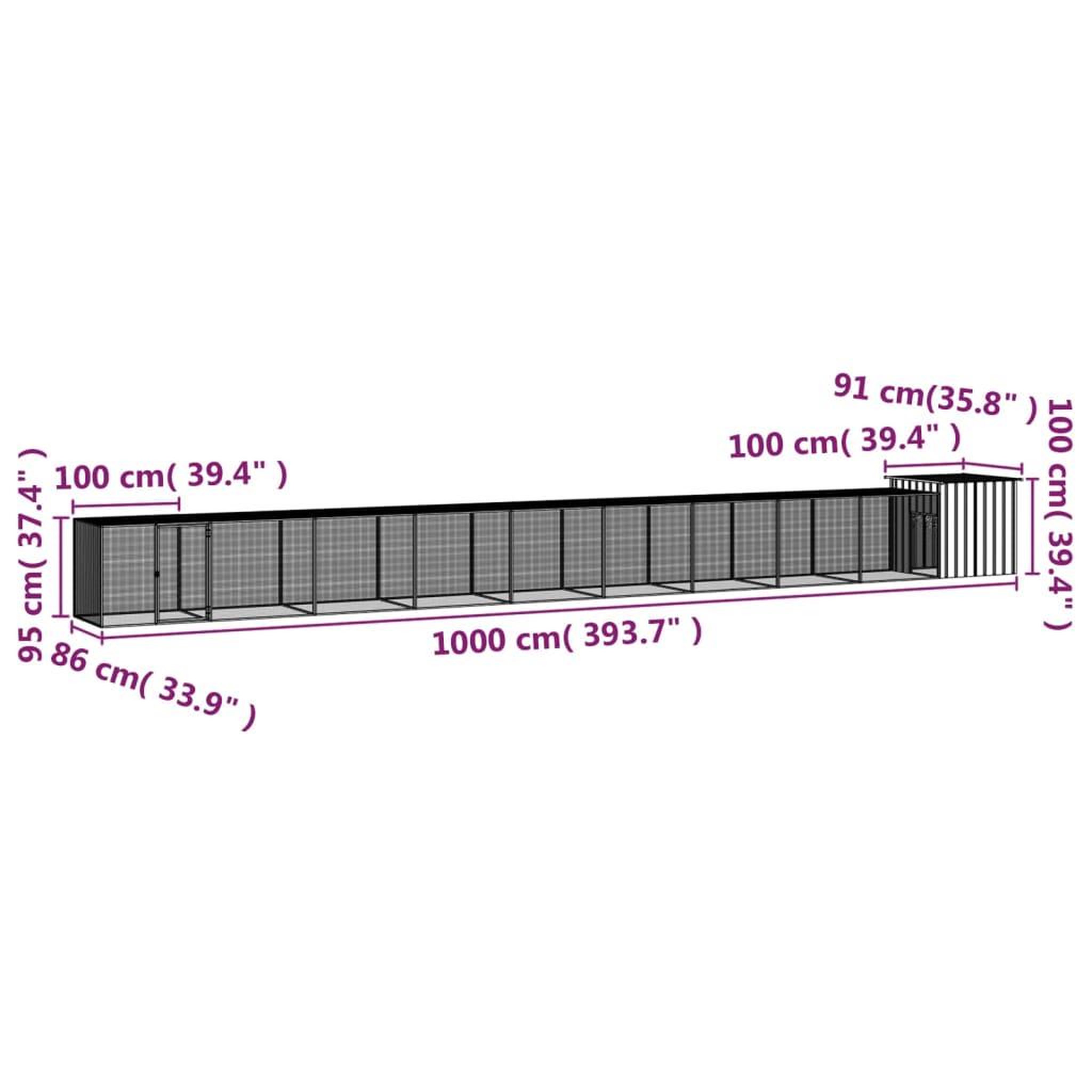 Voir la diapositive 6 : VIDAXL Cage pour poules Gris 1000x91x100 cm Acier galvanise