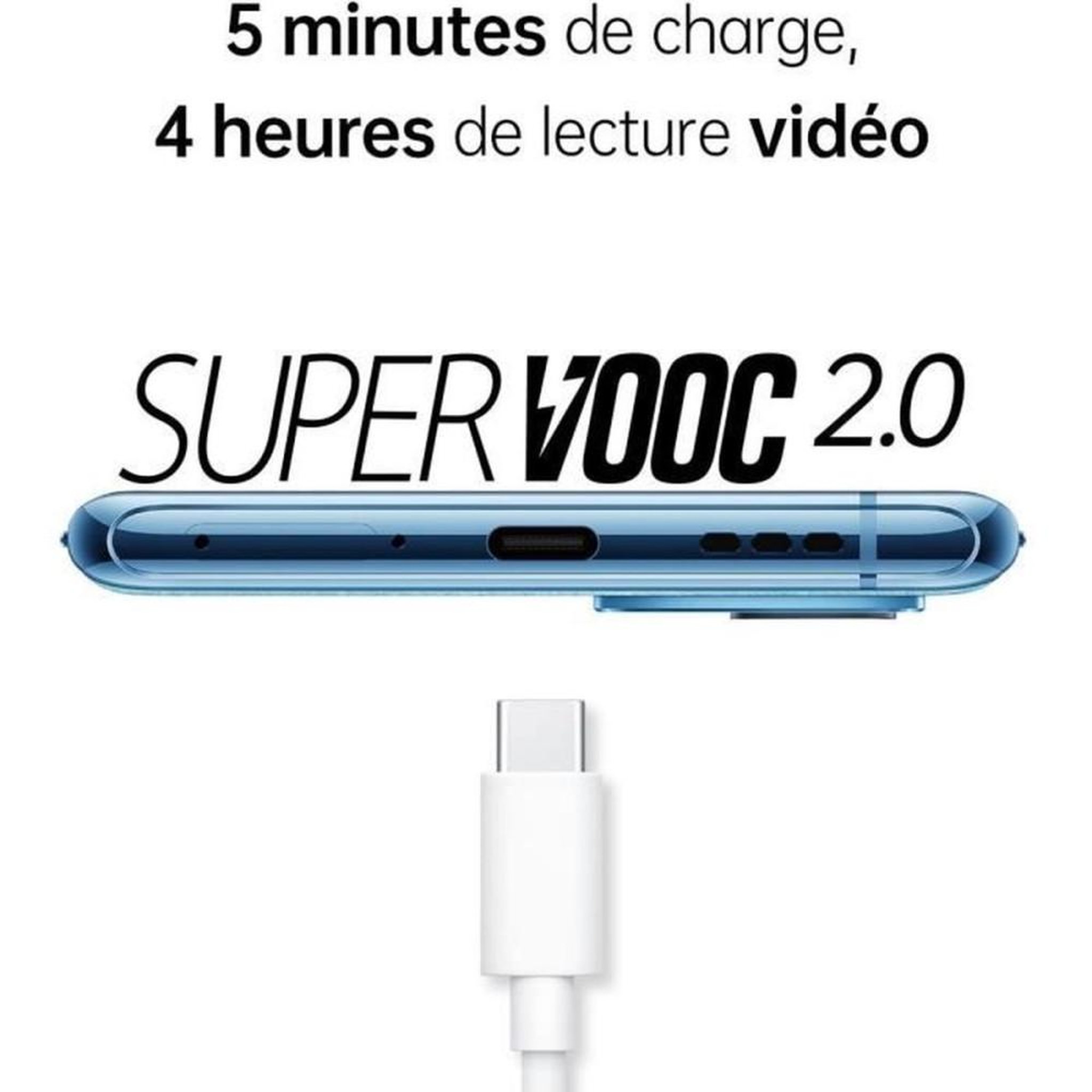 Voir la diapositive 4 : OPPO Smartphone 5G 256 Go AMOLED 90 Hz Dual SIM Bleu Arctique
