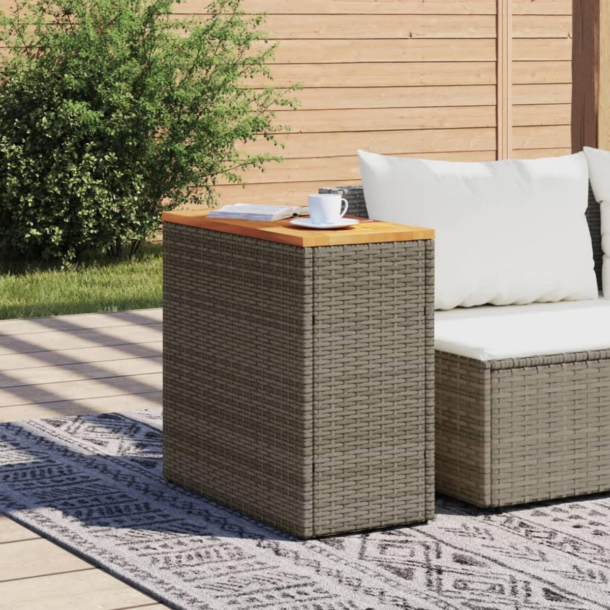 VIDAXL Table d'appoint de jardin dessus en bois gris 58x27,5x55 cm