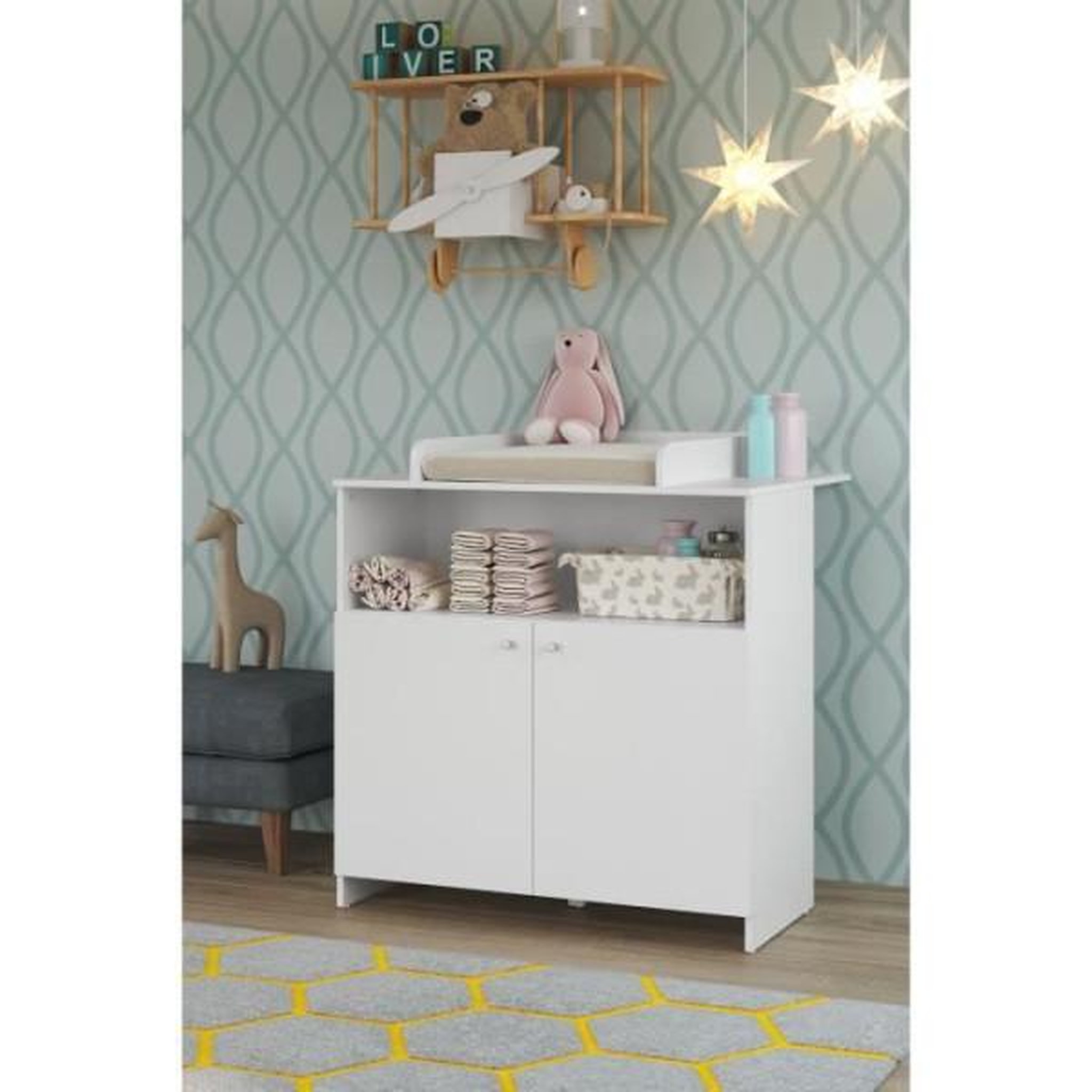 Voir la diapositive 3 : Trendteam Chambre bébé Duo : Lit 70 x 140 cm + Commode a langer NIKO - Blanc - TREND TEAM