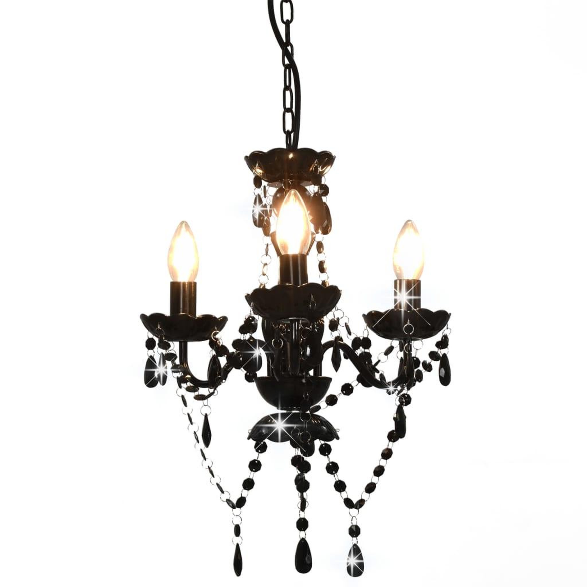 Voir la diapositive 1 : VIDAXL Lustre avec perles Noir Rond 3 x E14