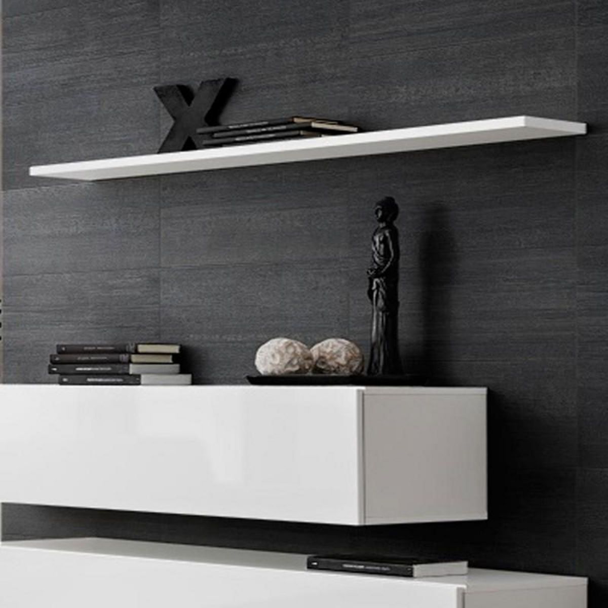 Paris Prix Lot de 2 Bancs Muraux & Étagère  Switch SBII  130cm Blanc