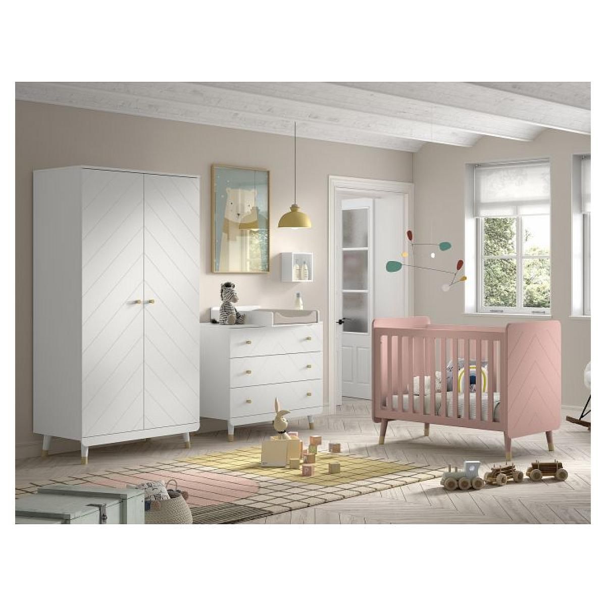 Vipack Billy set Commode armoire blanc lit rose