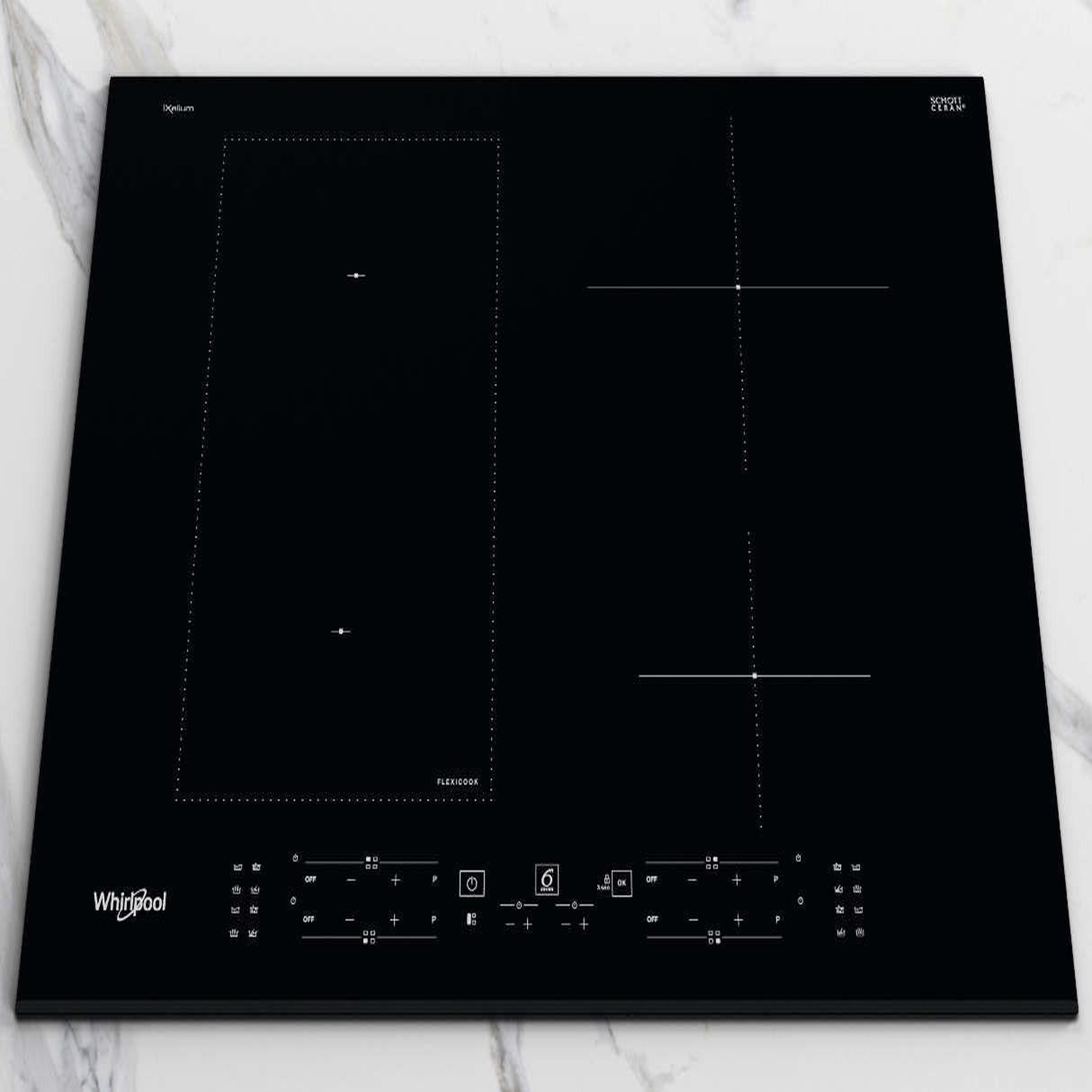 Voir la diapositive 2 : Whirlpool Table de cuisson à induction 65cm 4 feux 7200w noir - wlb4265bfixl