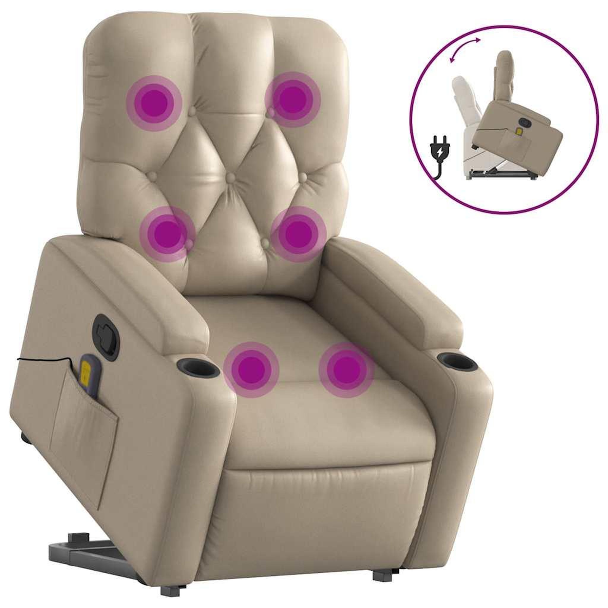 Voir la diapositive 2 : VIDAXL Fauteuil inclinable de massage Cappuccino Similicuir