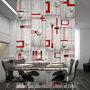 Voir la diapositive 1 : Paris Prix Papier Peint  Concrete, Red Frames & White Knobs  50x1000cm