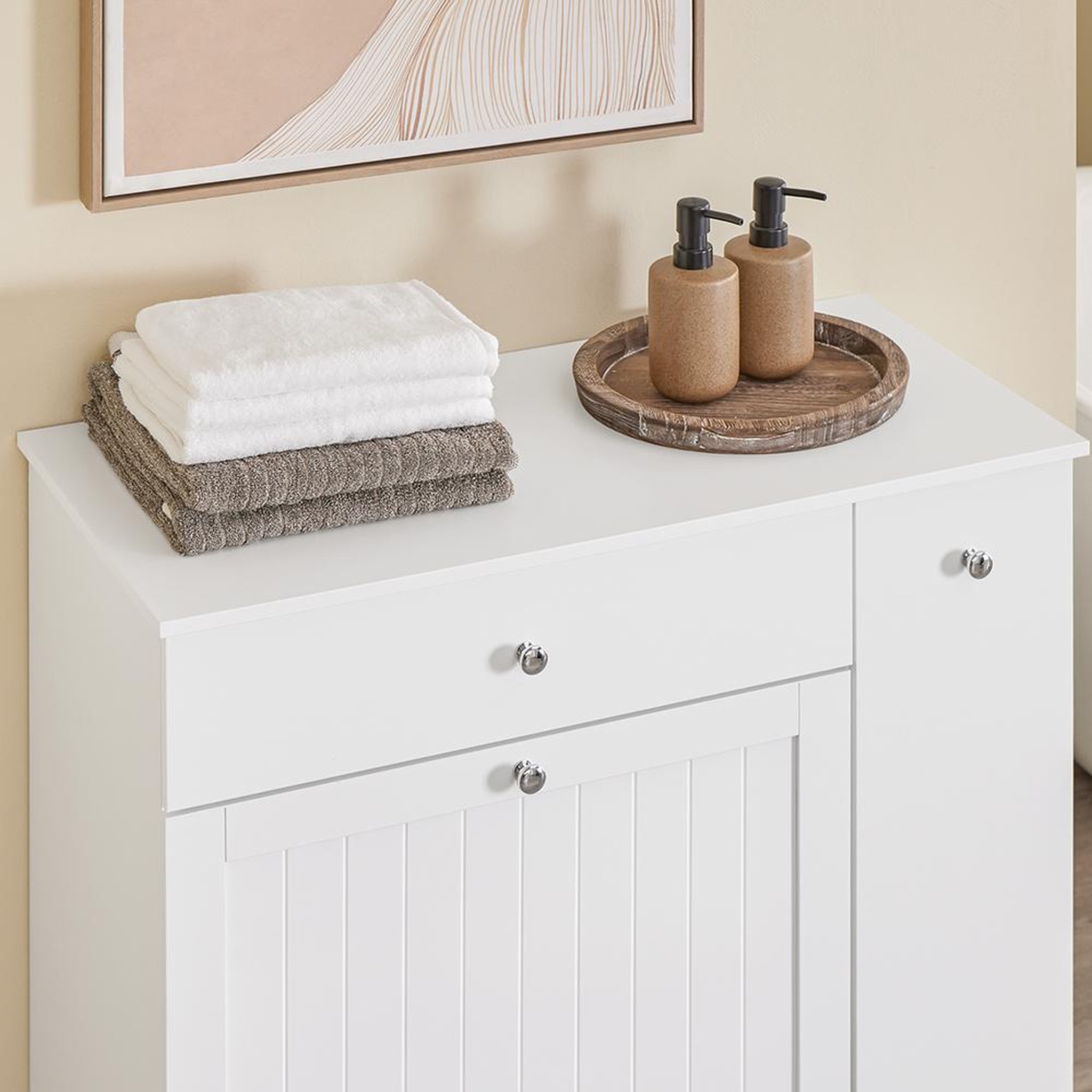 Voir la diapositive 5 : SOBUY SoBuy - Meuble De Buanderie à un tiroir - Blanc - 78x38x90cm - Nordique - BZR214-W