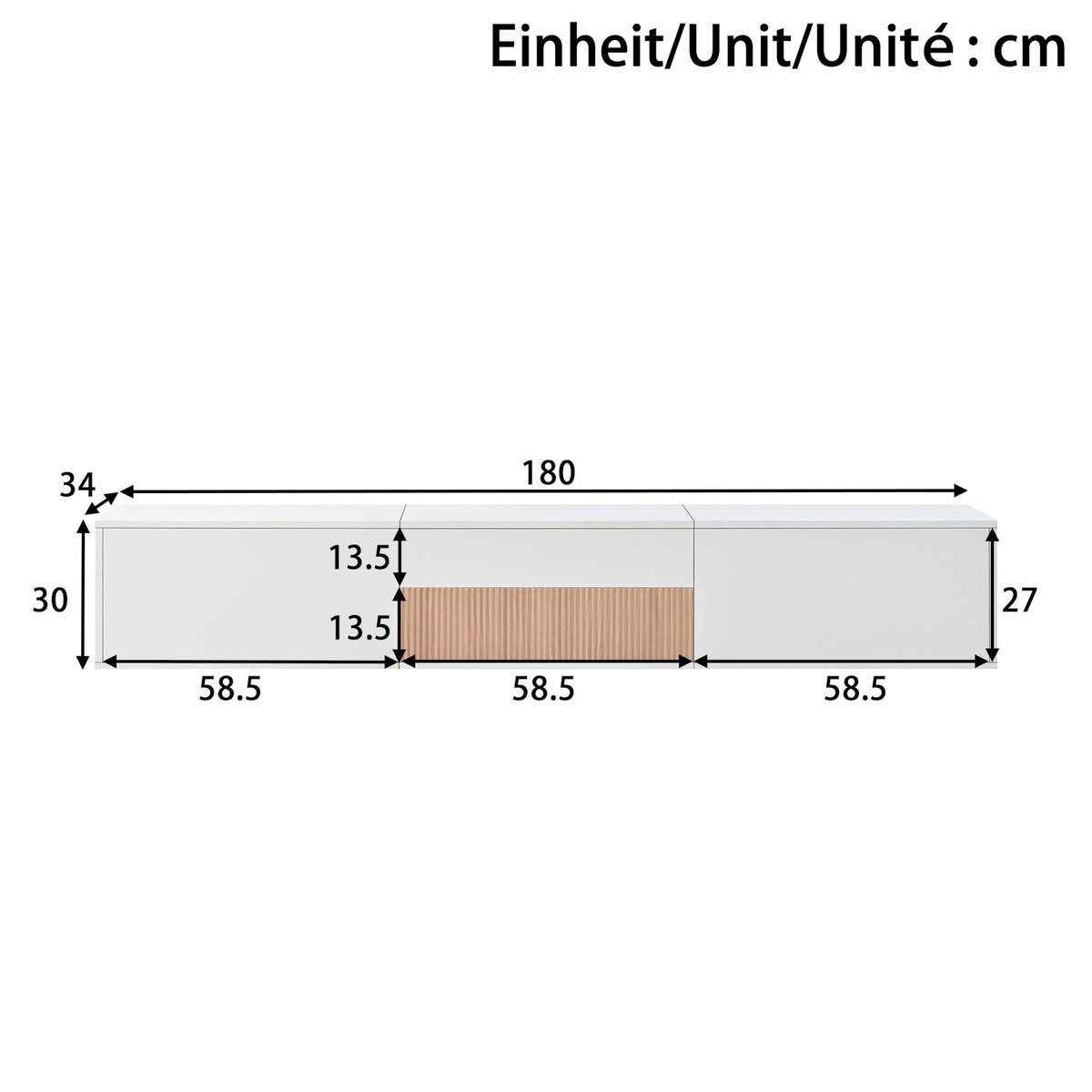 MERAX Meuble tv blanc 180 cm panneau de particules