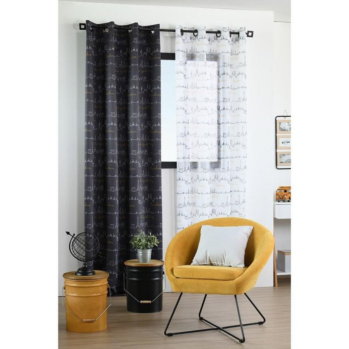 Lovely Casa Rideau à œillets occultant 140x260 cm Roadtrip anthracite