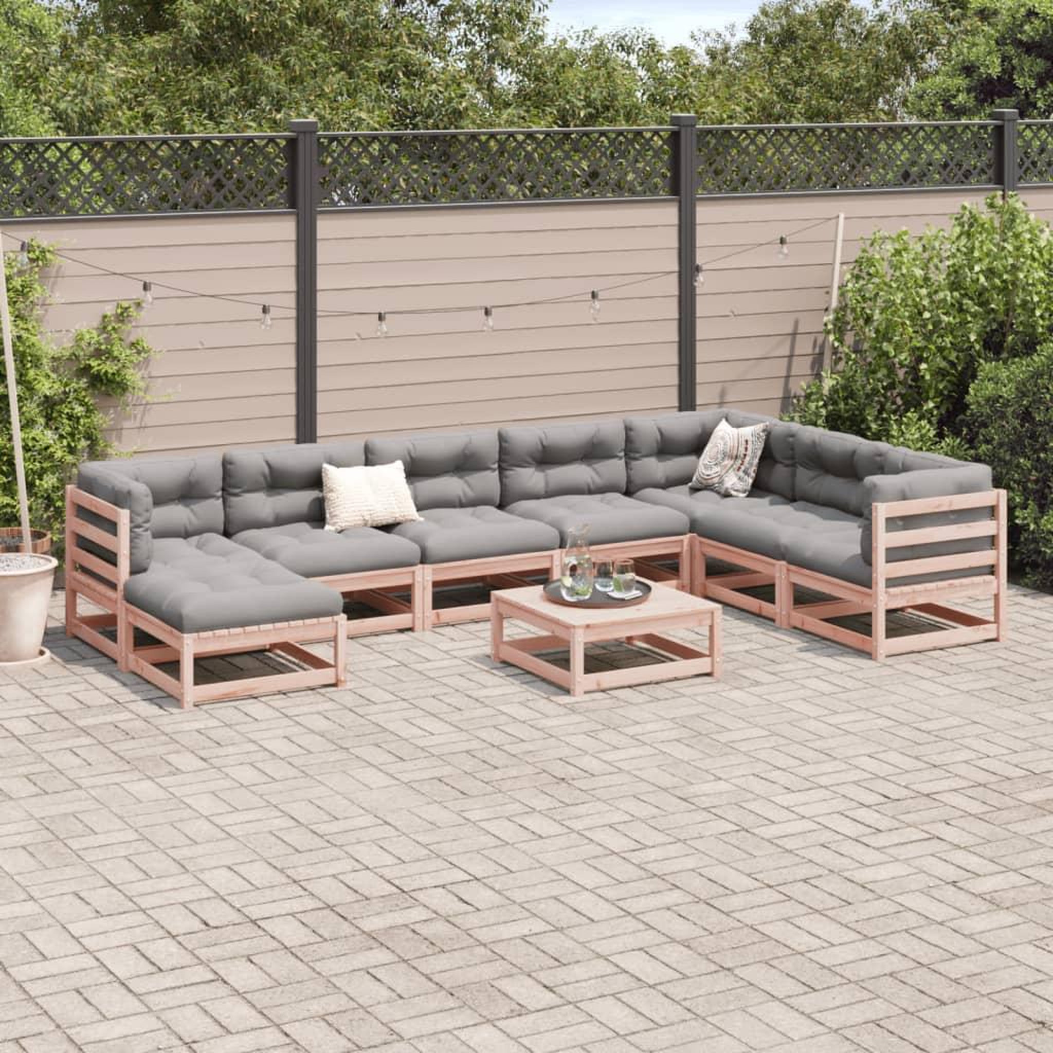 Voir la diapositive 3 : VIDAXL Salon de jardin 9 pcs bois massif sapin de douglas