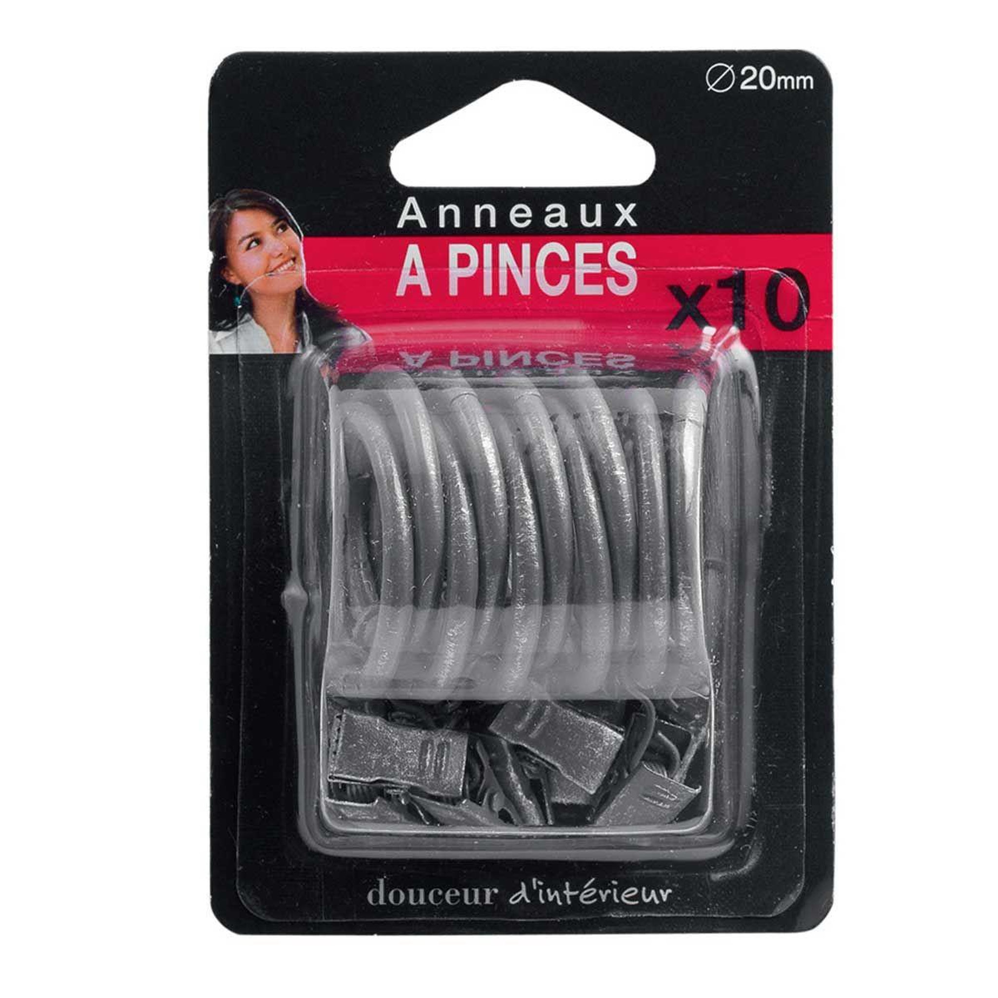 Voir la diapositive 3 : Douceur d'Intérieur Lot de 10 anneaux  pince  12cm gris & argent