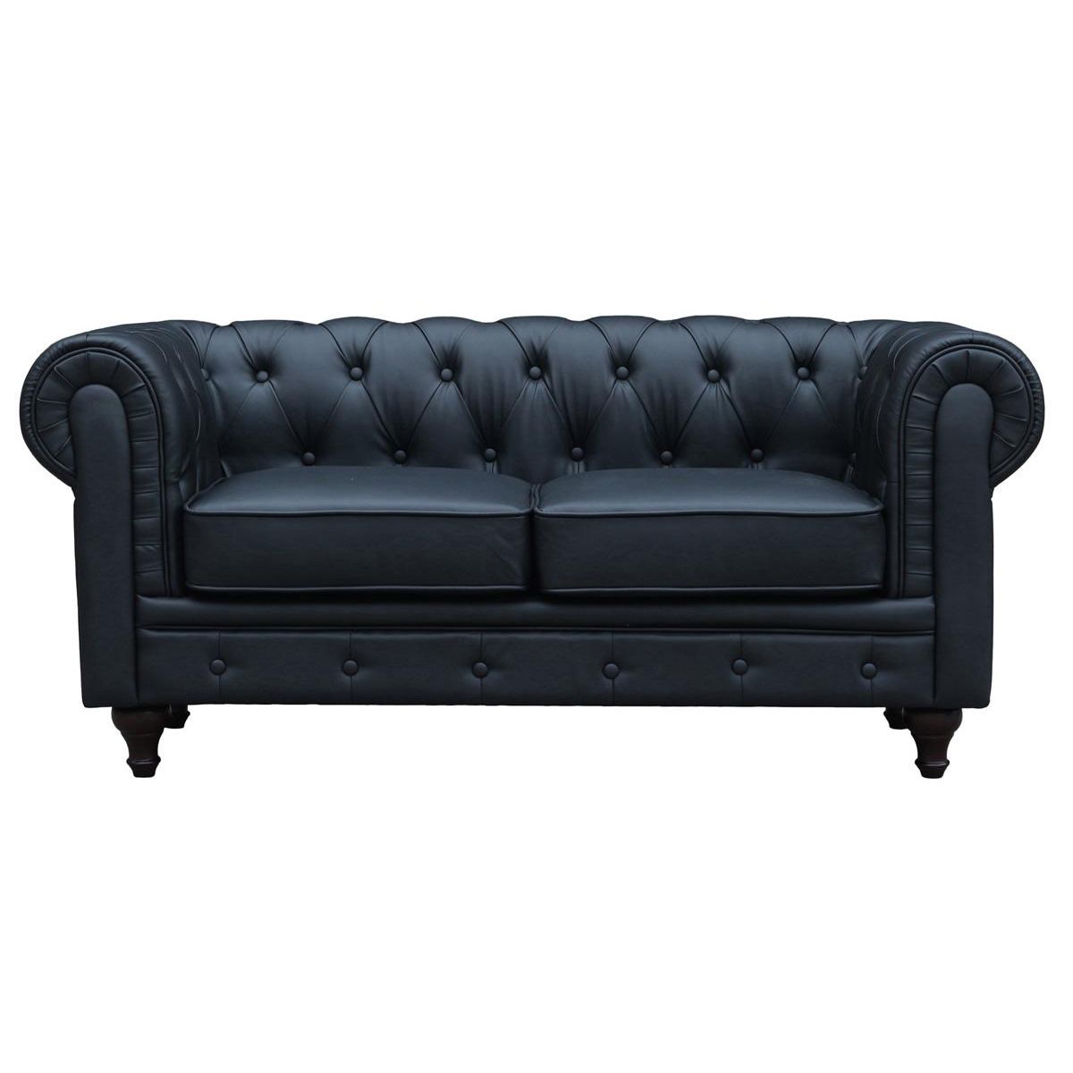 Habitat et Jardin Canapé fixe Chesterfield  Aliza  - 157 x 82 x 70 cm - 2 places - Noir