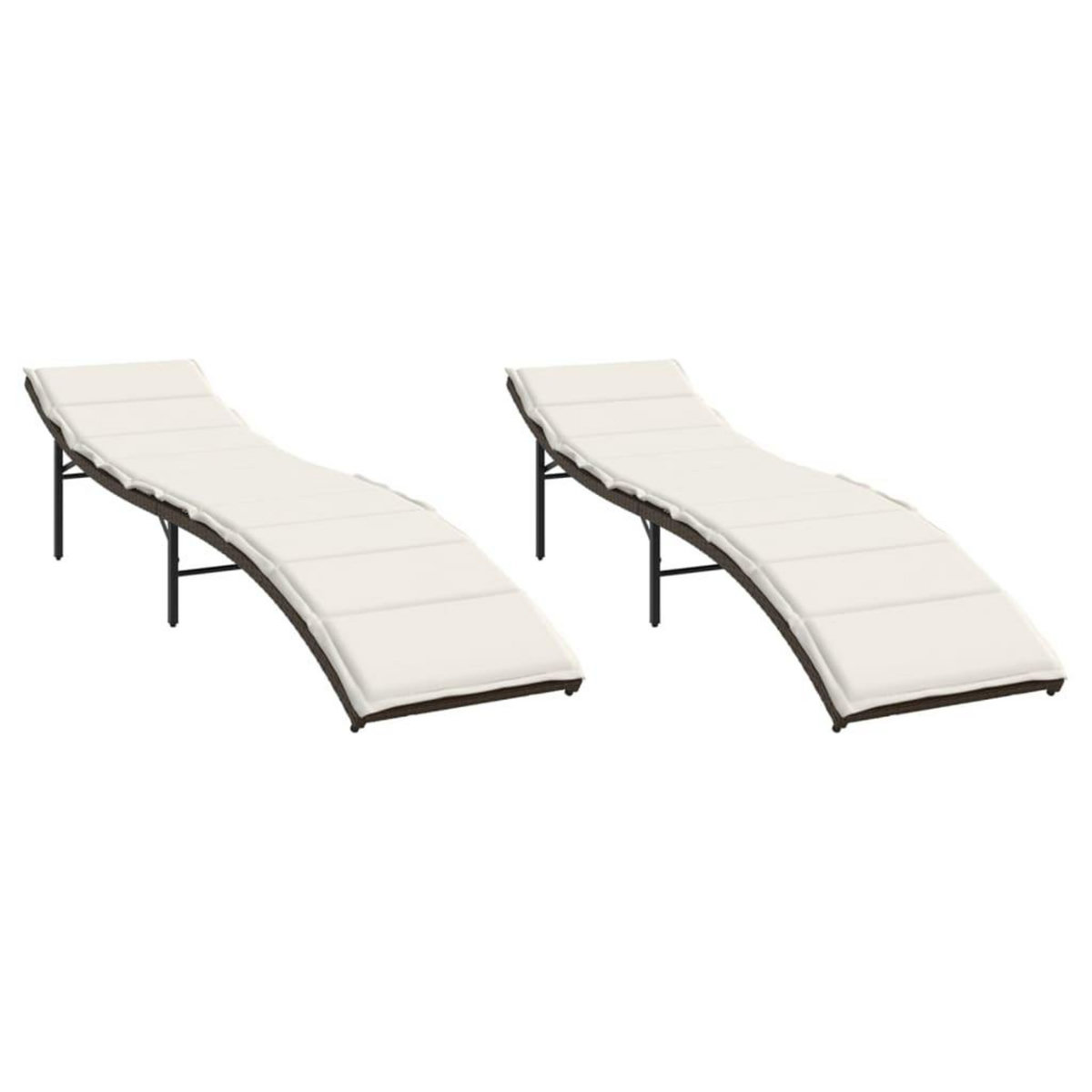 VIDAXL Chaises longues lot de 2 avec coussins marron resine tressee