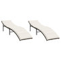 Voir la diapositive 2 : VIDAXL Chaises longues lot de 2 avec coussins marron resine tressee
