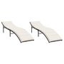Voir la diapositive 2 : VIDAXL Chaises longues lot de 2 avec coussins marron resine tressee