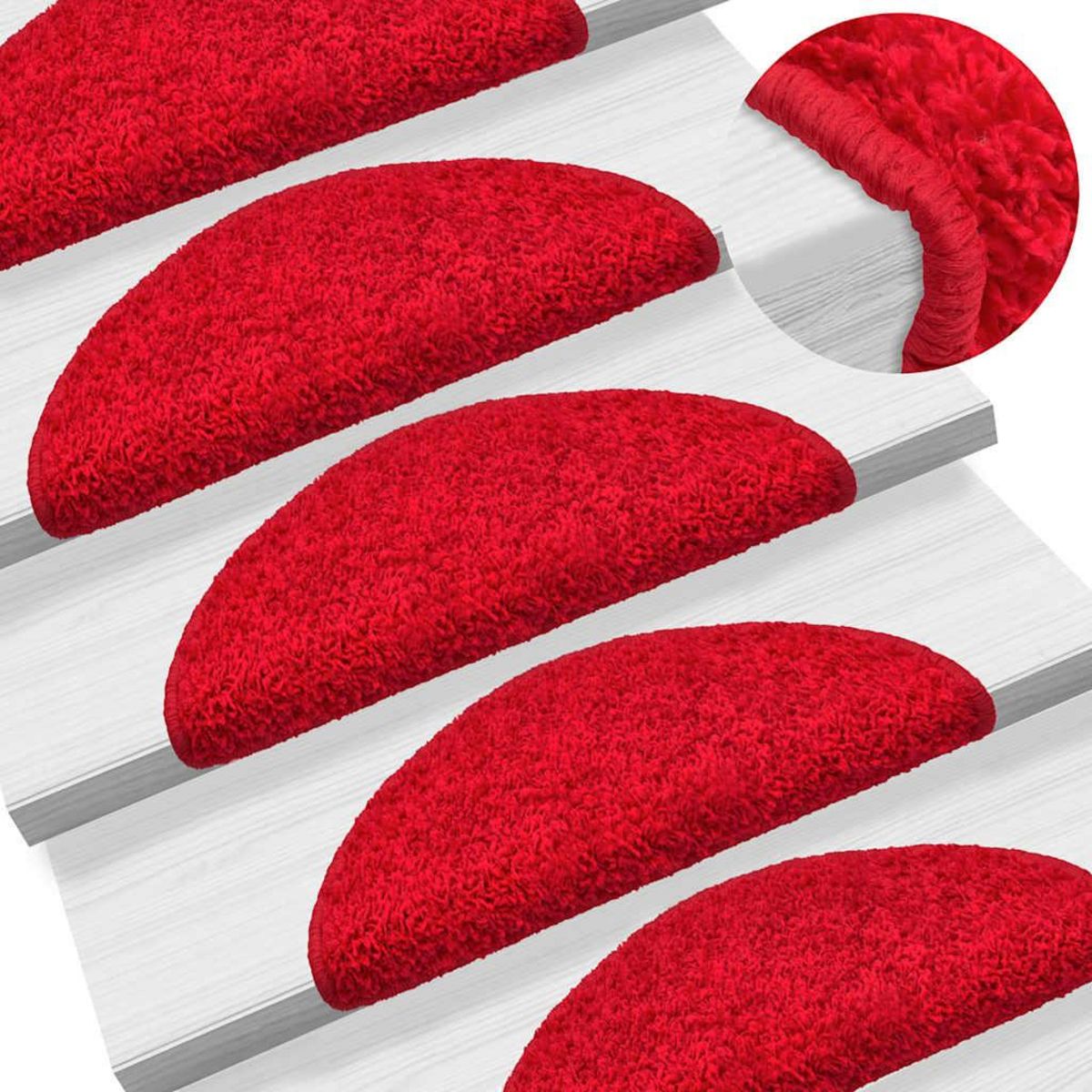 VIDAXL Tapis d'escalier 20 pcs rouge 56x17x3 cm
