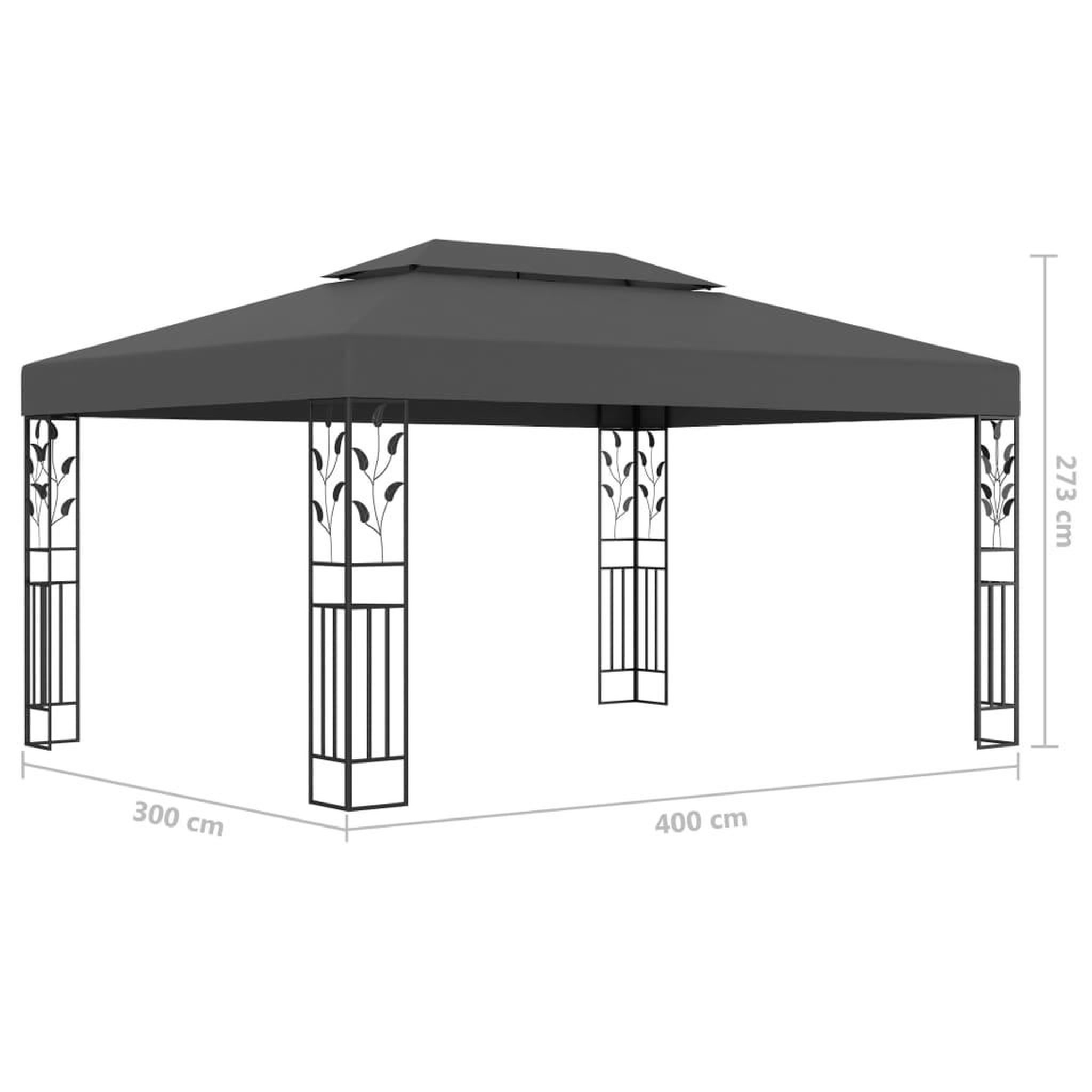 Voir la diapositive 6 : VIDAXL Tonnelle avec double toit et lumieres led 3x4 m anthracite