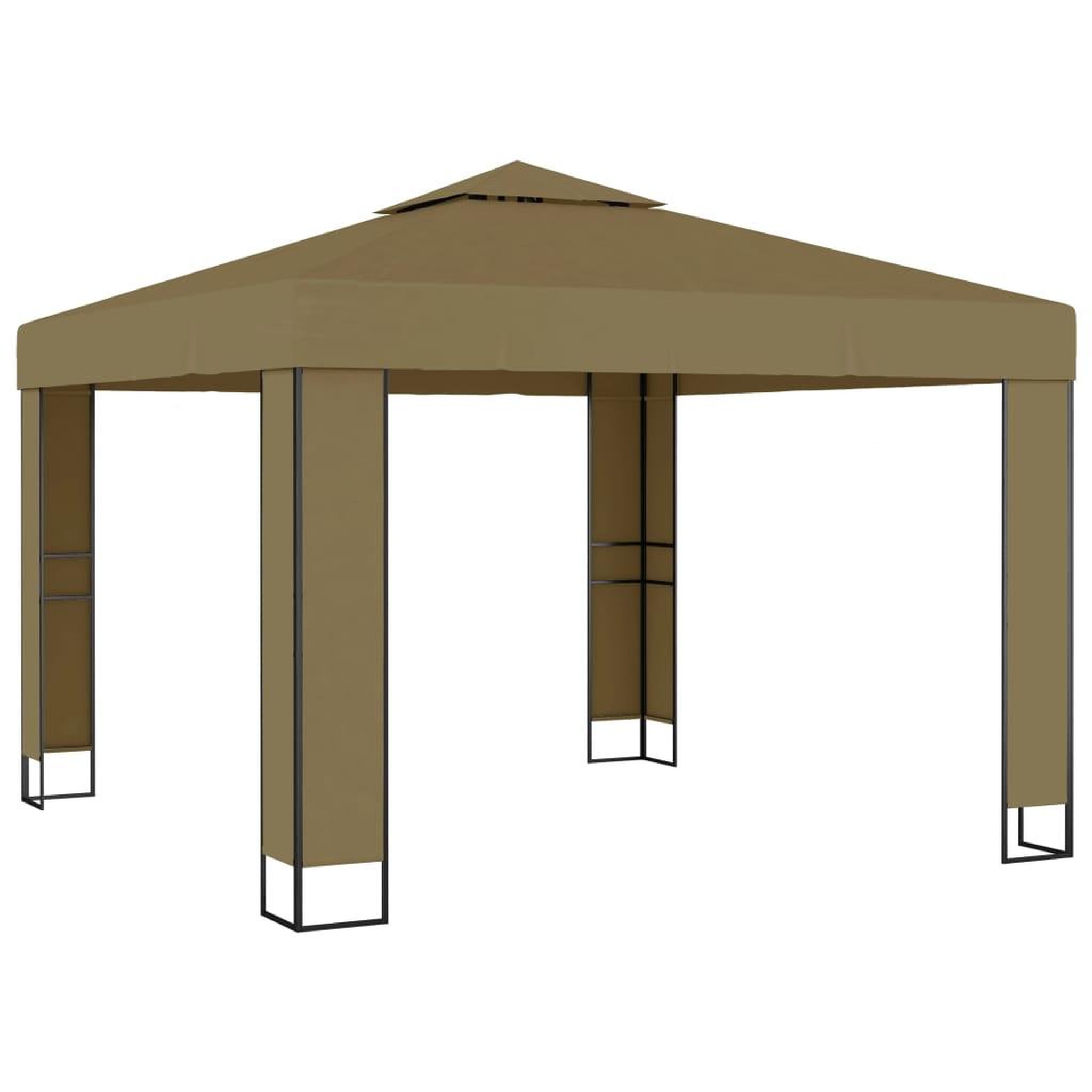 Voir la diapositive 2 : VIDAXL Belvedere avec double toit 3x3x2,7 m Taupe 180 g/m^2