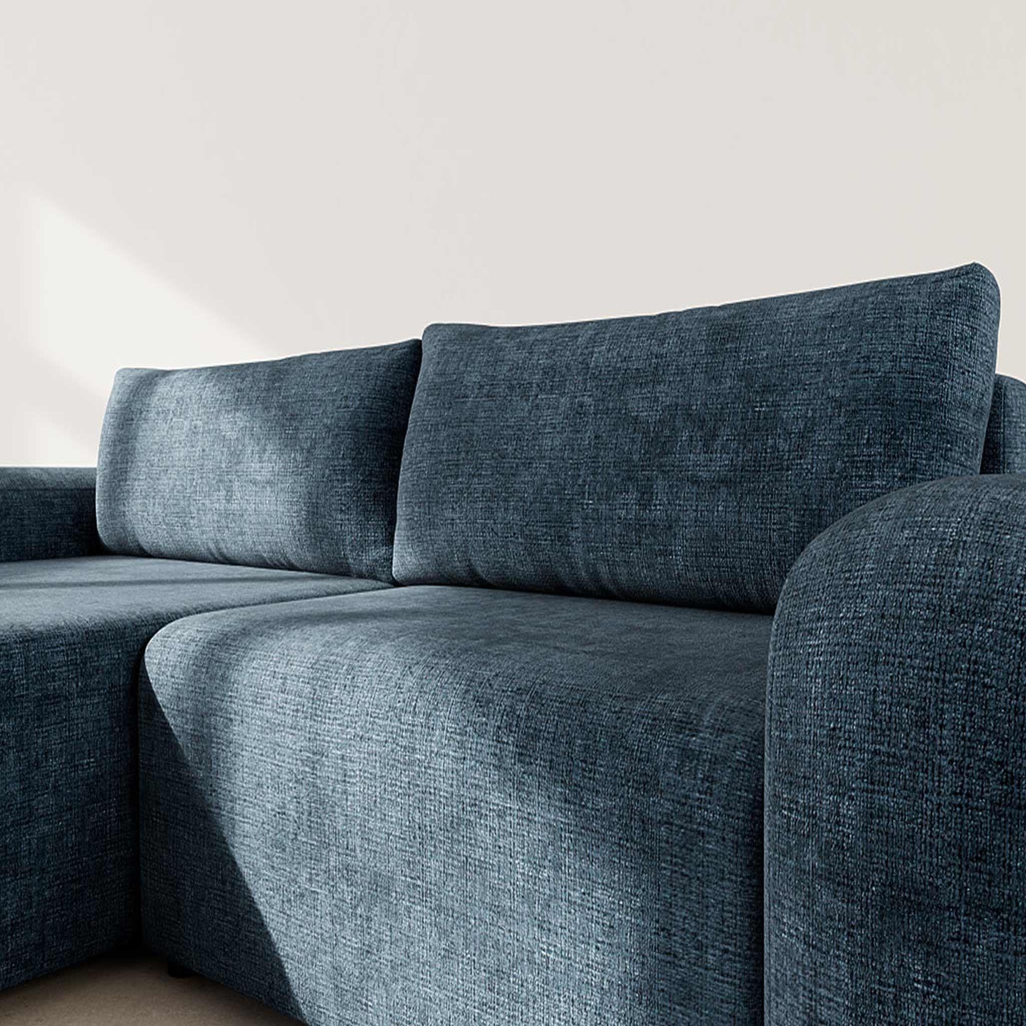 Voir la diapositive 4 : BEST MOBILIER Rebecca - canapé d'angle gauche 4 places convertible avec coffre en velours texturé