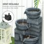 Voir la diapositive 6 : OUTSUNNY Fontaine de jardin en cascade avec éclairage LED 4 niveaux - pompe inclus - 38 x 35 x 78,5 cm - résine gris