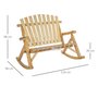 OUTSUNNY Fauteuil de jardin Adirondack à bascule 2 places rocking chair style néo-rétro assise dossier ergonomique bois naturel de pin