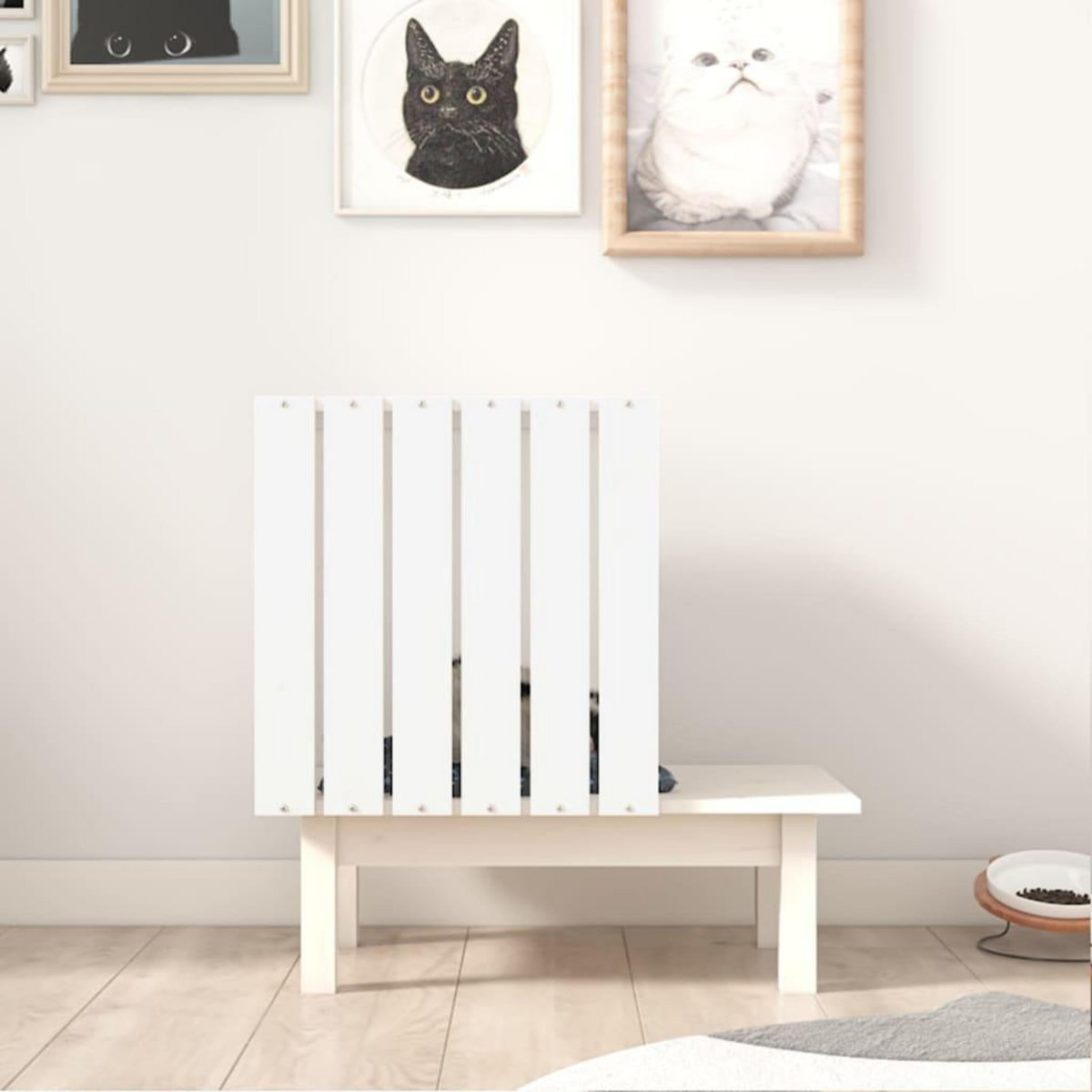 VIDAXL Maison pour chat Blanc 60x36x60 cm Bois de pin massif