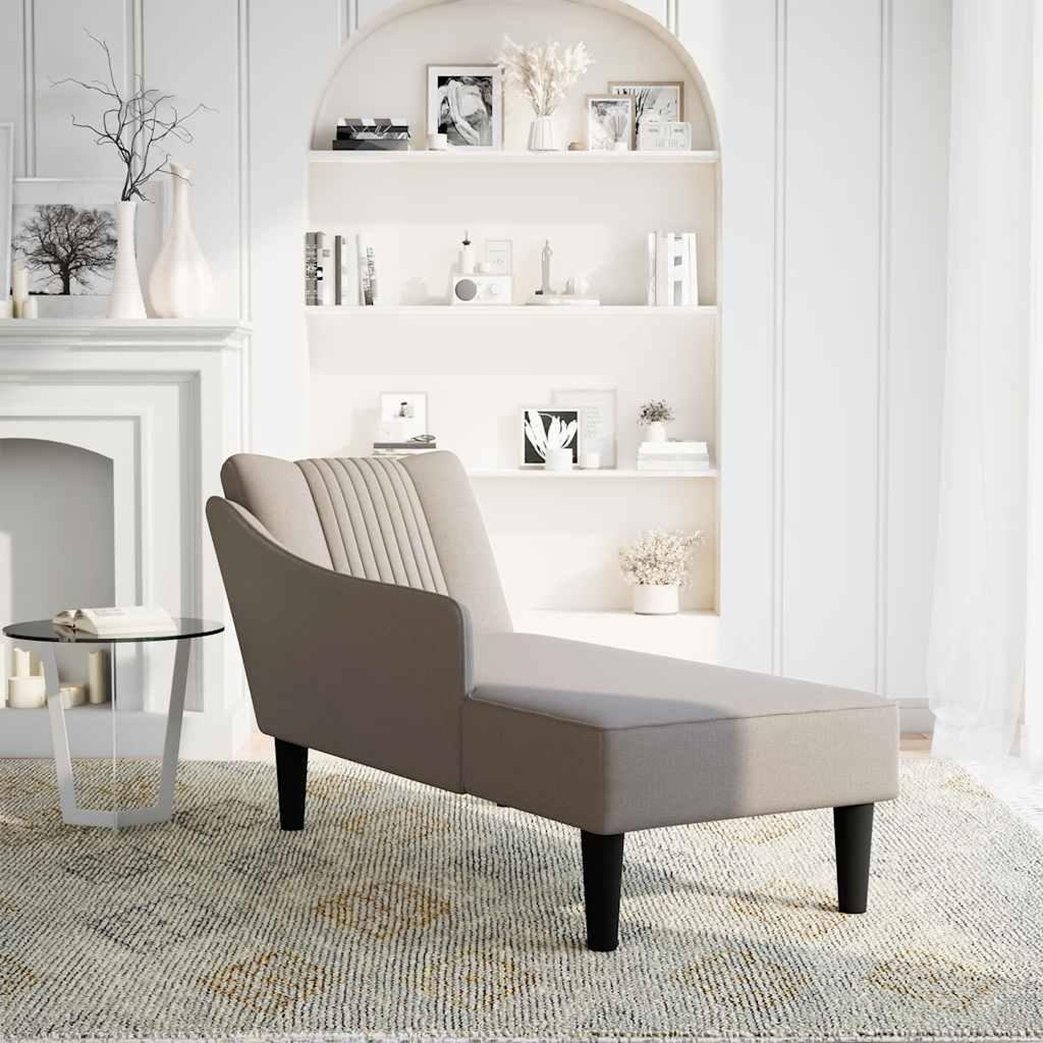 Voir la diapositive 2 : VIDAXL Fauteuil long avec accoudoir droit taupe tissu