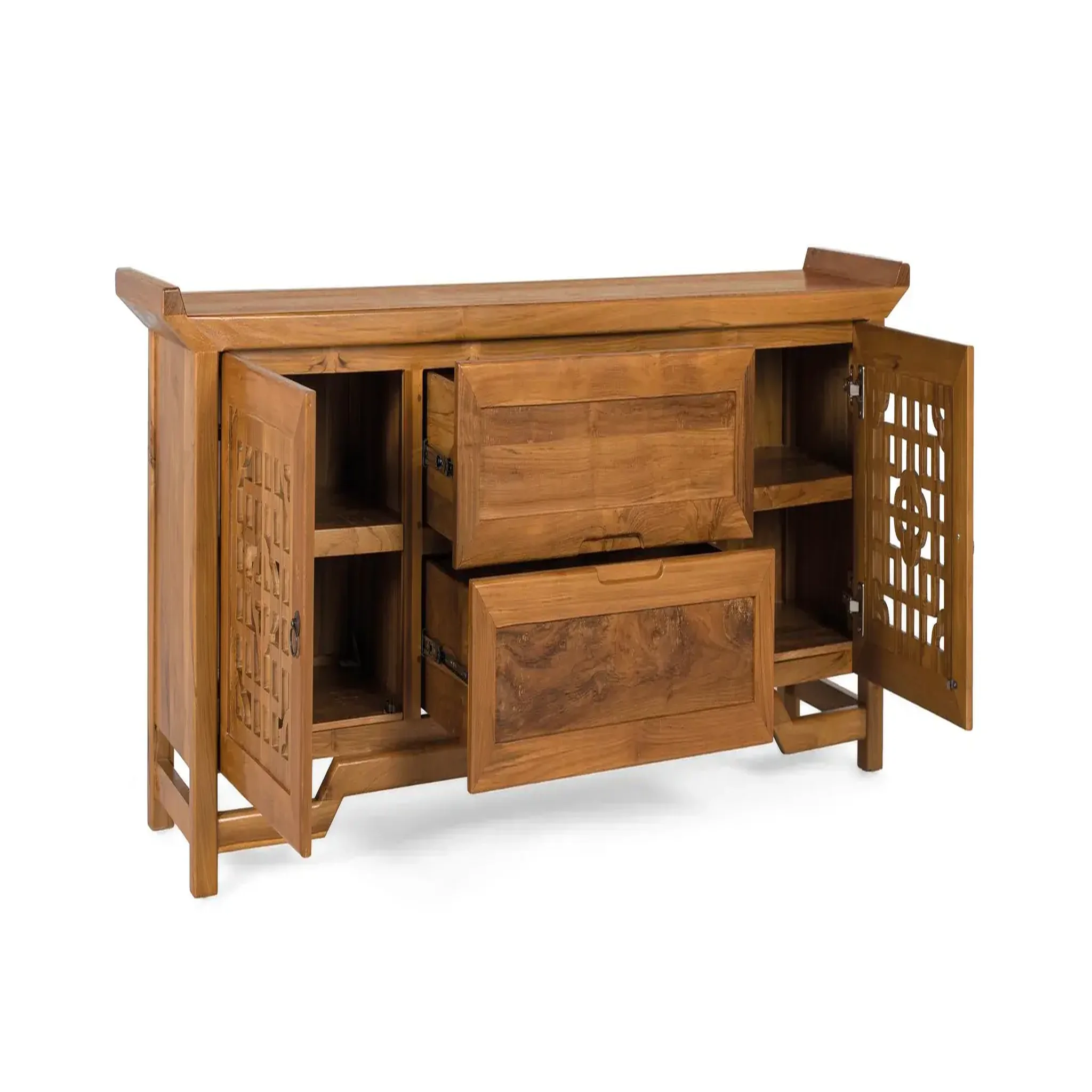 Voir la diapositive 2 : GINER Y COLOMER SL Meuble tv en bois de teck 180 cm style colonial oriental
