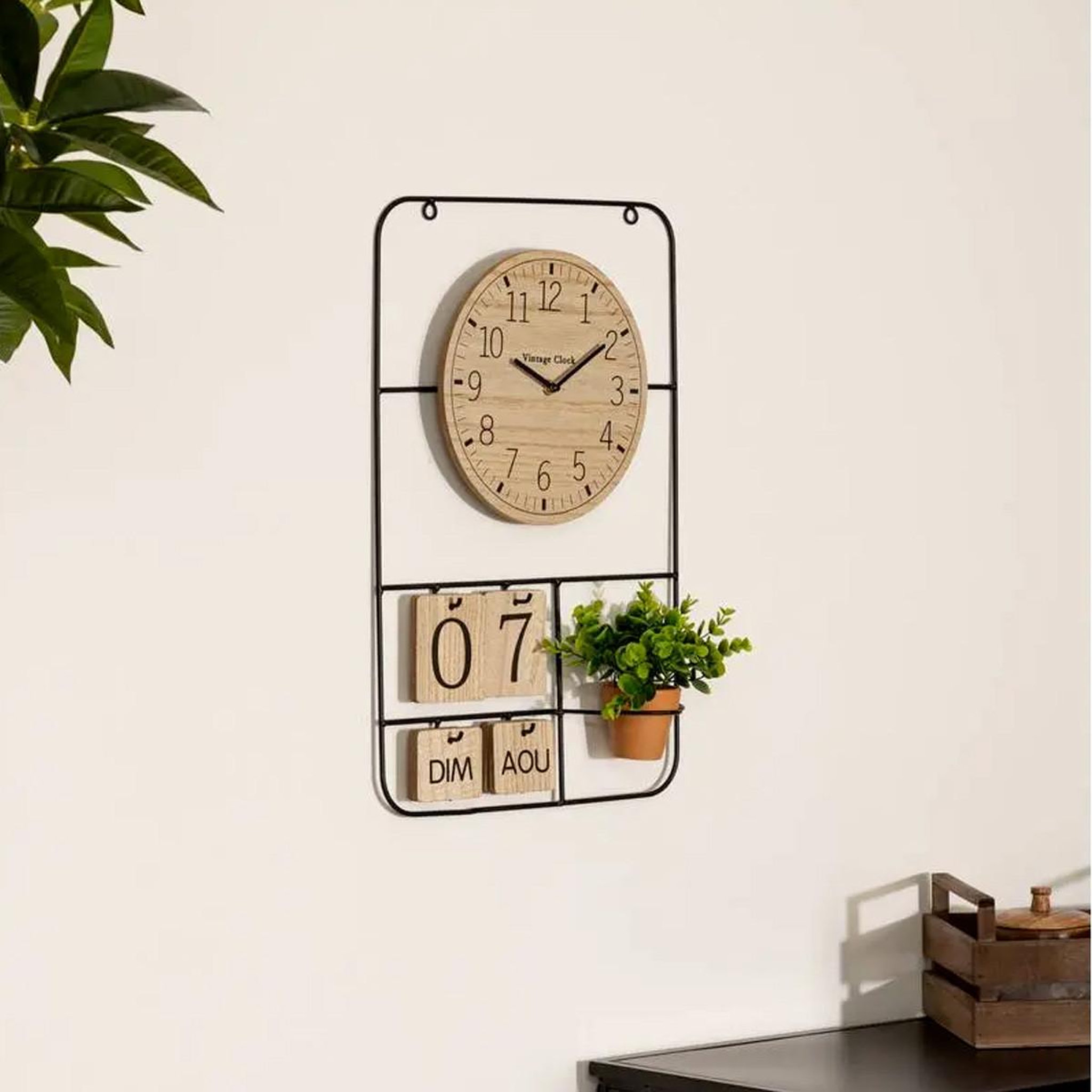 Voir la diapositive 2 : ATMOSPHERA Horloge murale & date  camille  51cm noir