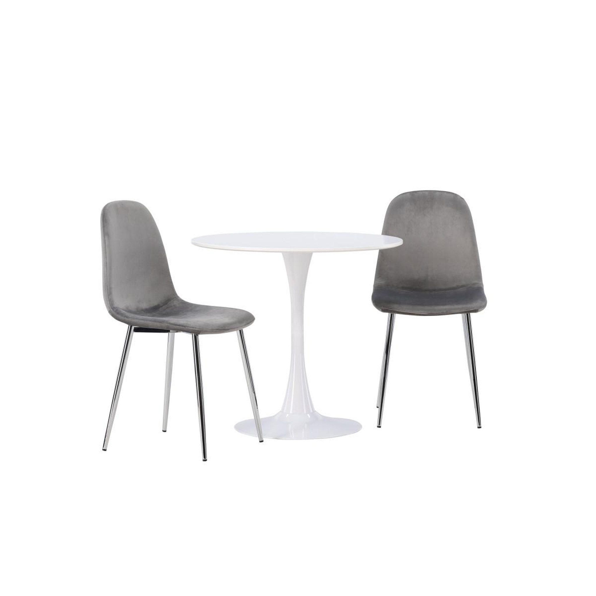 Voir la diapositive 4 : Paris Prix Ensemble table à manger & 2 chaises  hamden & eva  80cm blanc & gris clair