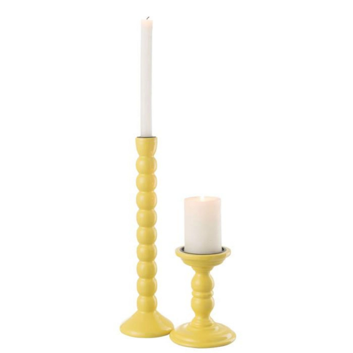 Paris Prix Bougeoir Haltère en Bois  Waldo  17cm Jaune