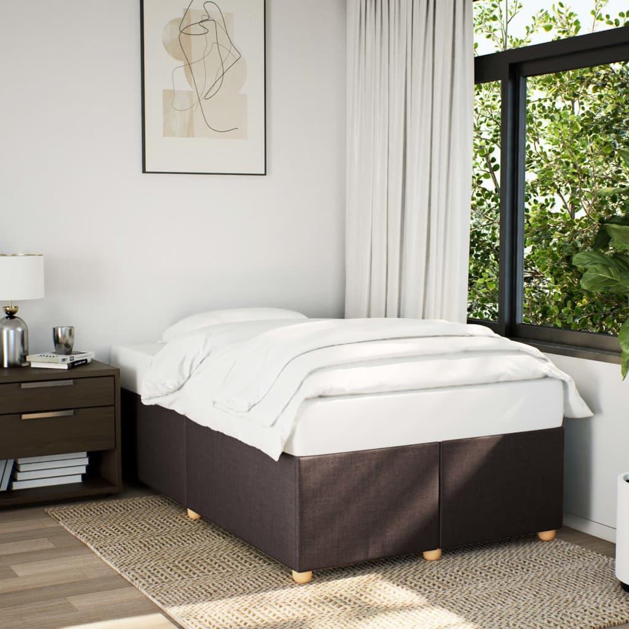 VIDAXL Cadre de lit sans matelas marron fonce 120x190 cm tissu