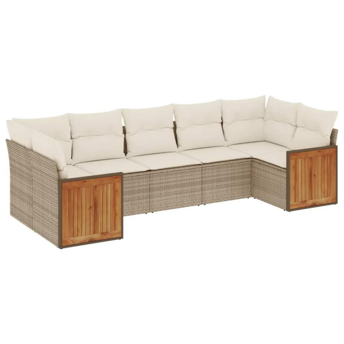 VIDAXL Salon de jardin avec coussins 7 pcs beige resine tressee