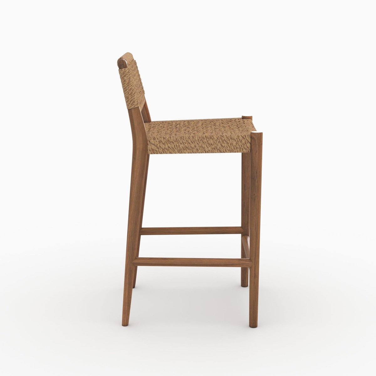 Rendez vous déco Chaise pour îlot central 65 cm en teck vernis et tissage synthétique-Yaba