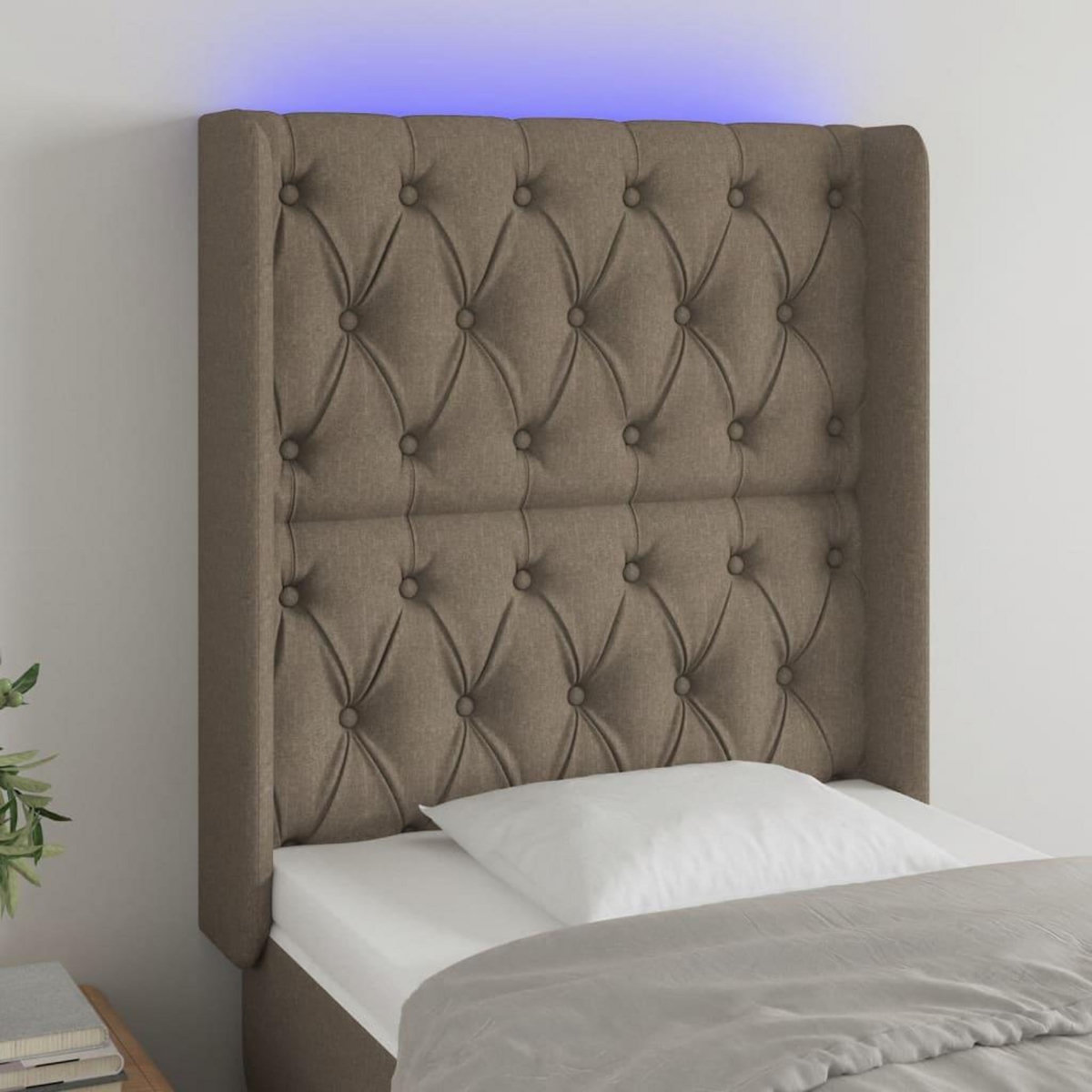 VIDAXL Tete de lit a LED Taupe 83x16x118/128 cm Tissu