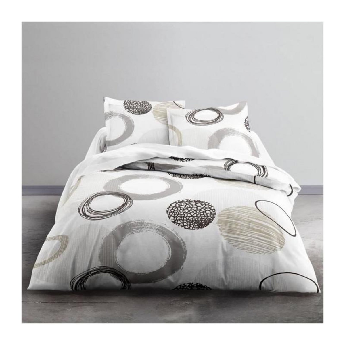 Today TODAY Parure de lit Coton 2 personnes - 200x200 cm - Imprimé Blanc Axel