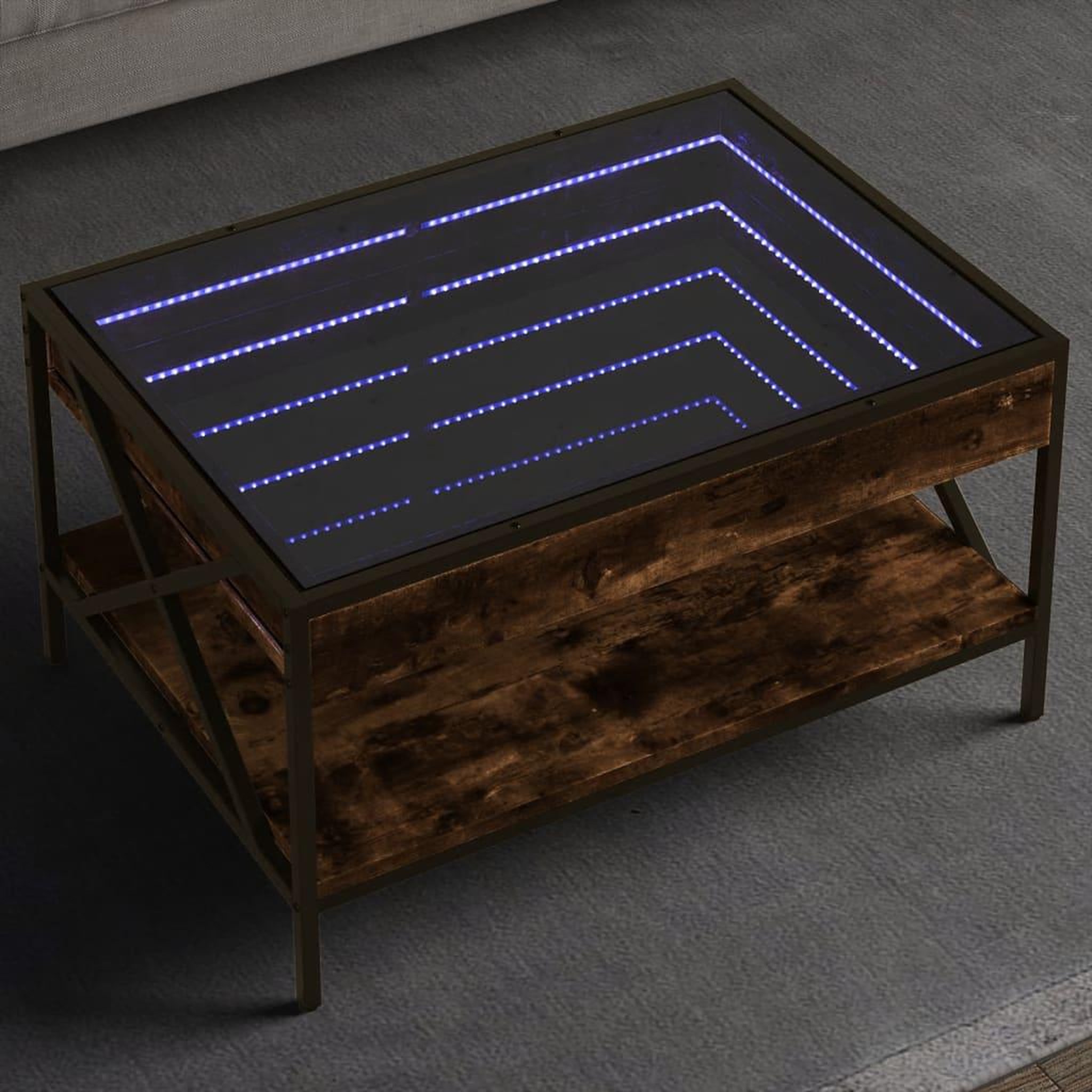 VIDAXL Table basse avec LED Infinity chene fume 70x50x38 cm