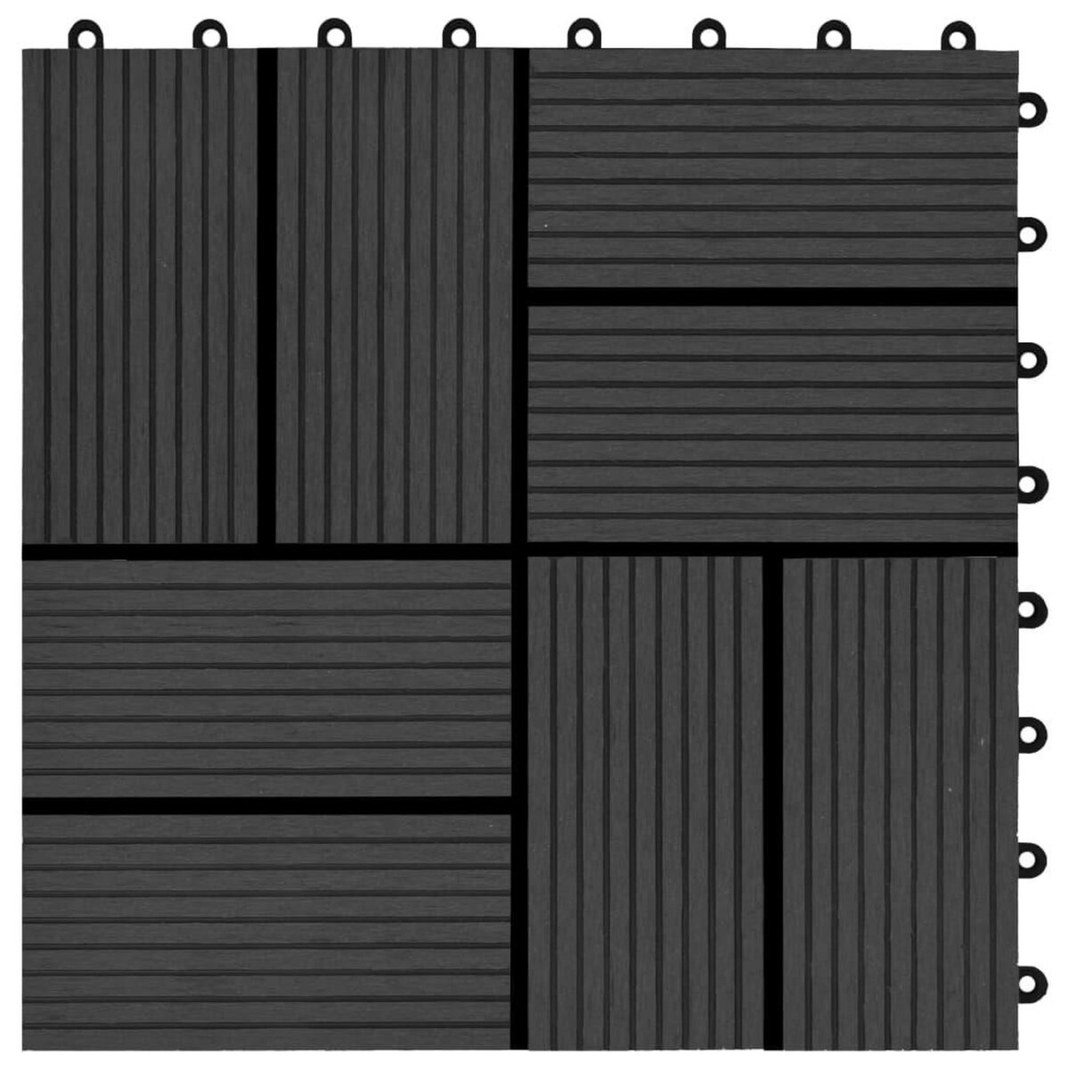 VIDAXL Carreau de terrasse 11 pcs WPC 30 x 30 cm 1 m^2 Noir