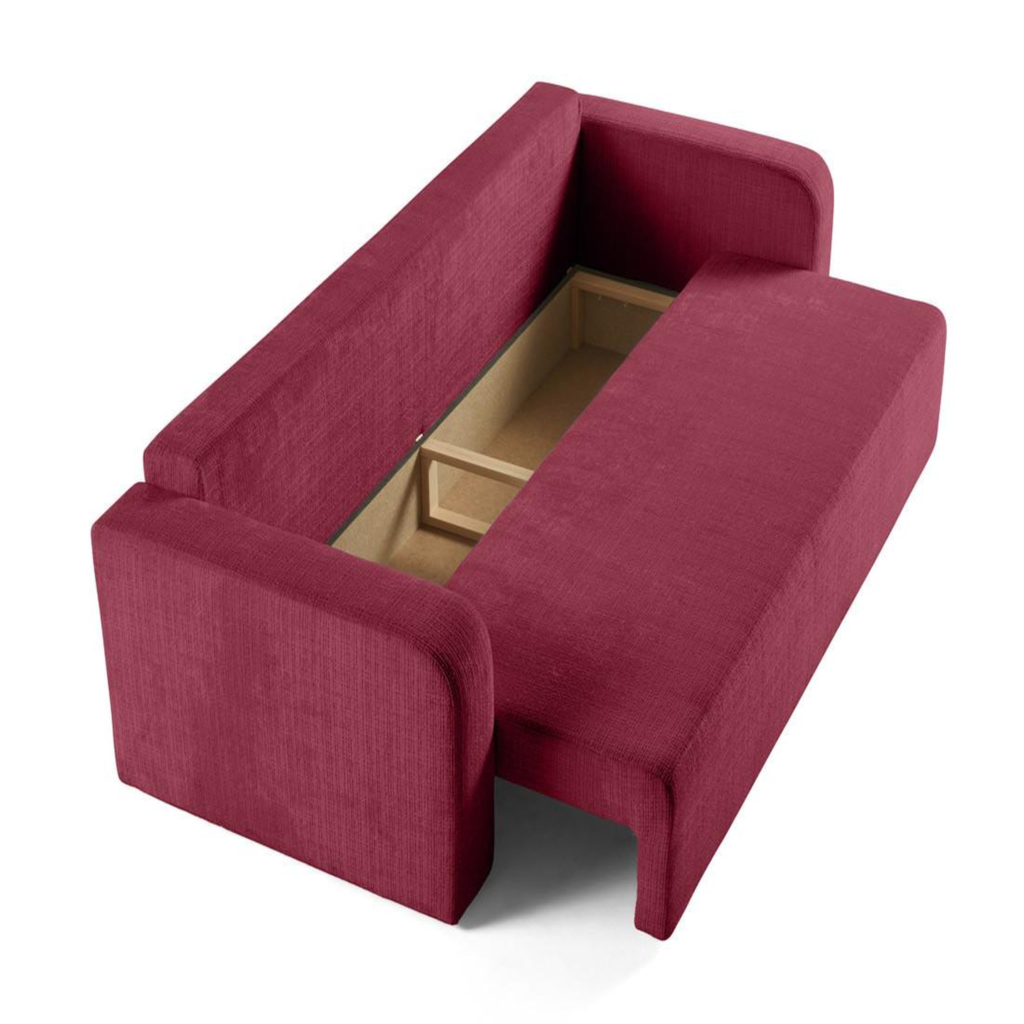 Voir la diapositive 3 : BEST MOBILIER Miro - canapé droit 3 places - convertible avec coffre - en velours texturé