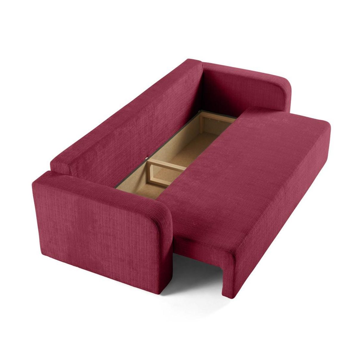 BEST MOBILIER Miro - canapé droit 3 places - convertible avec coffre - en velours texturé