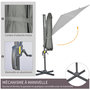 Voir la diapositive 6 : OUTSUNNY Parasol déporté octogonal inclinable manivelle avec pied en acier Ø 2,94 x 2,48H m gris