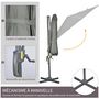 Voir la diapositive 6 : OUTSUNNY Parasol déporté octogonal inclinable manivelle avec pied en acier Ø 2,94 x 2,48H m gris