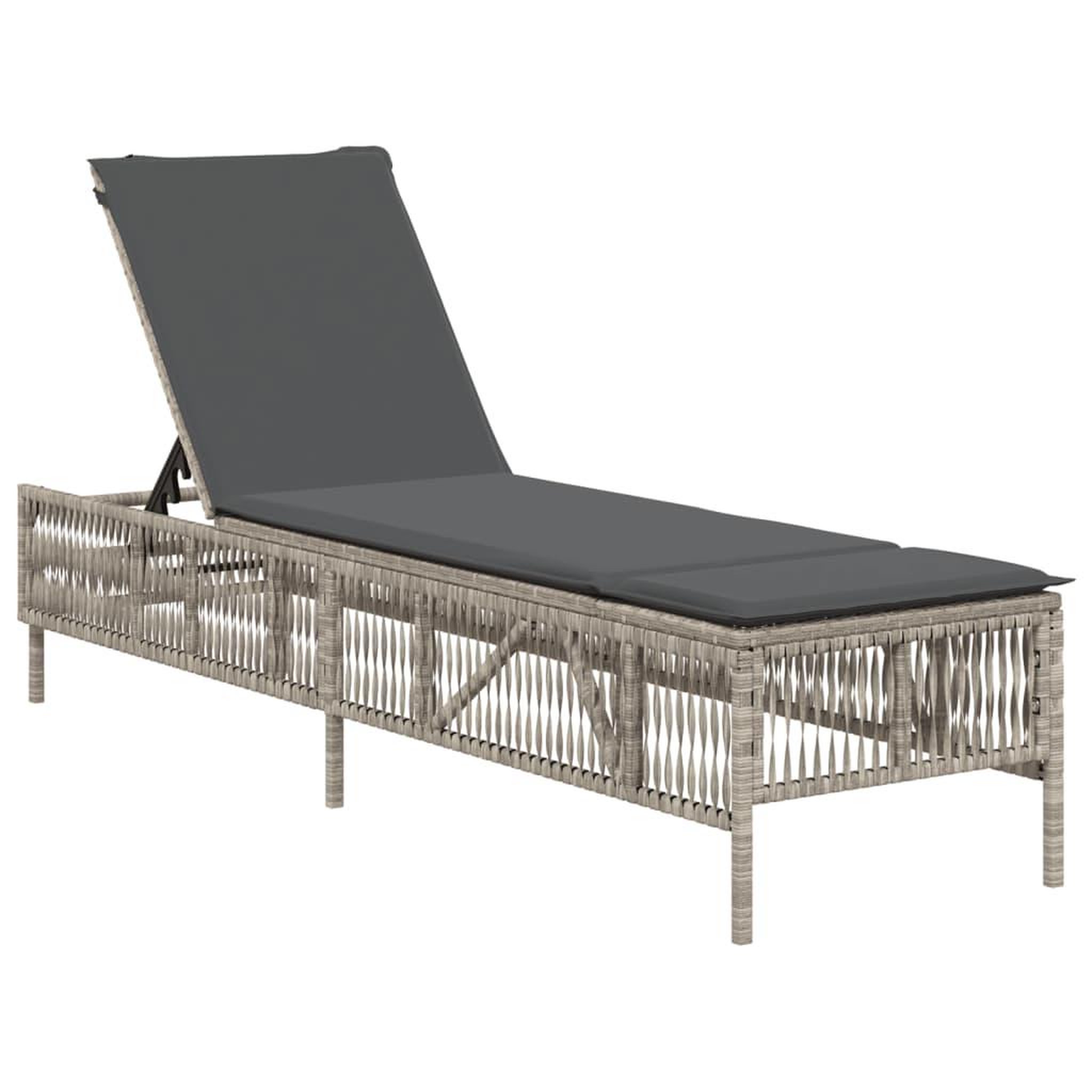 Voir la diapositive 4 : VIDAXL Chaises longues avec coussins lot de 2 gris resine tressee