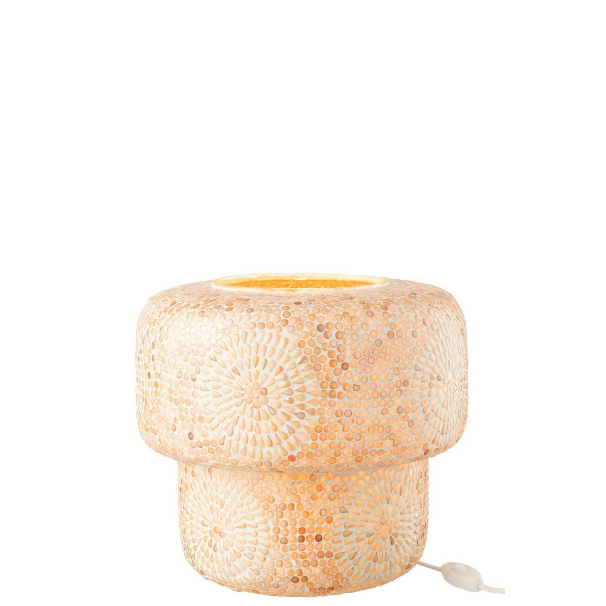 Voir la diapositive 2 : J-LINE Lampe à poser mosaïque  ruthie  33cm beige