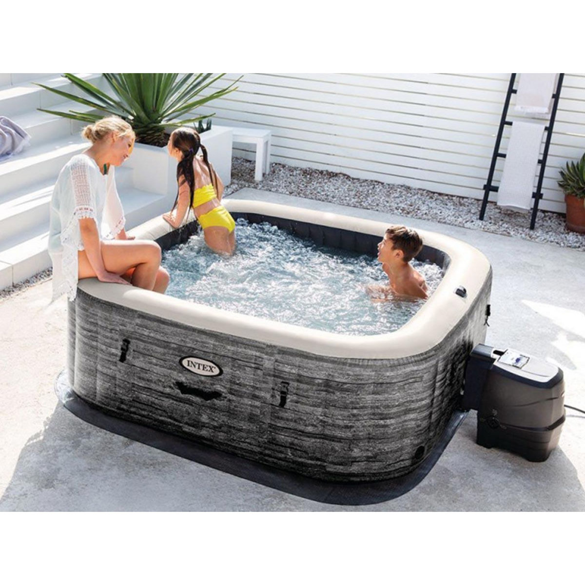 INTEX Spa gonflable PureSpa Ardoise carré Bulles 6 places - Intex