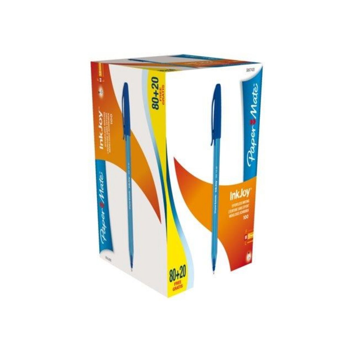 PAPER MATE Boîte de 100 stylos Inkjoy bleus à capuchon