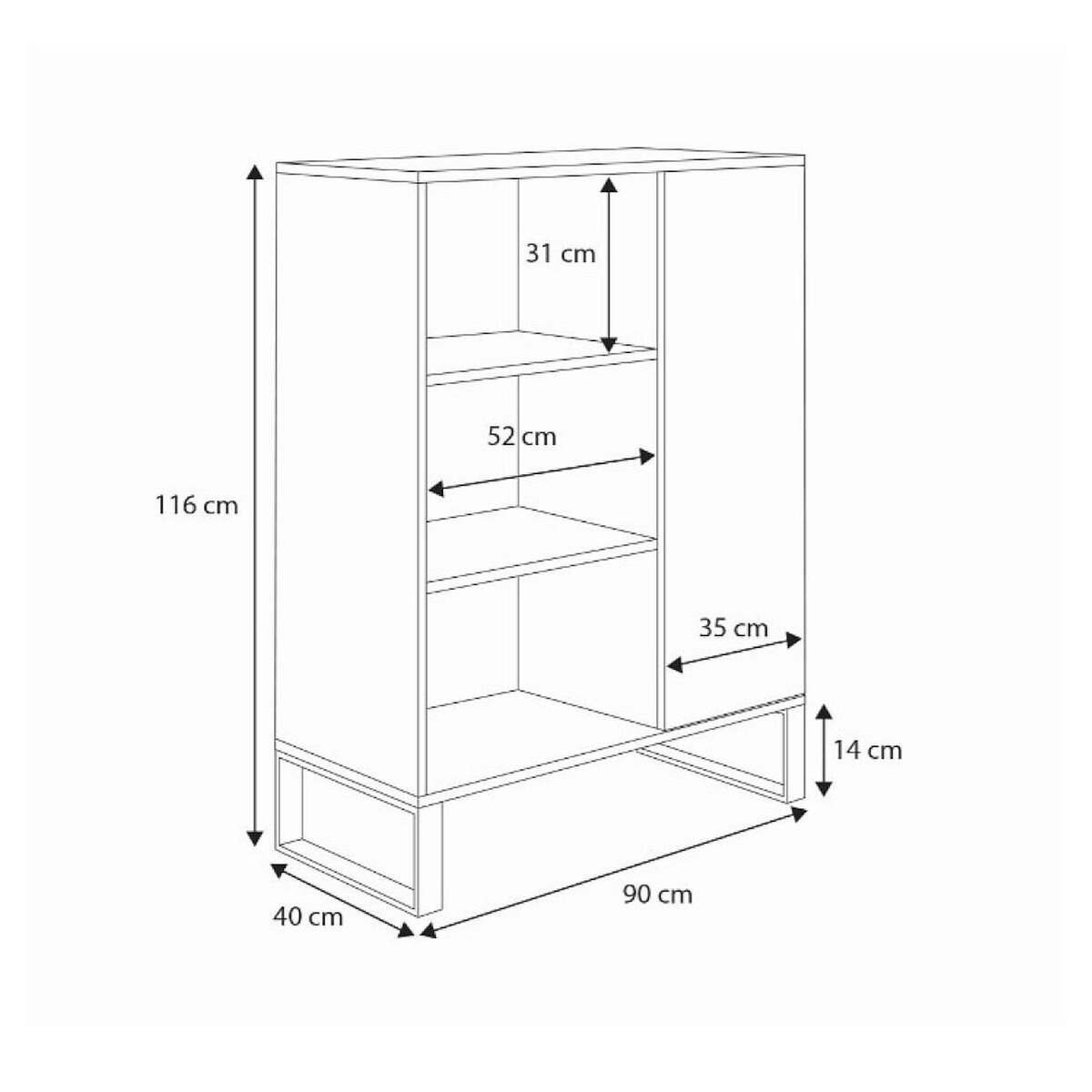 KOBI Bibliothèque NB- pieds en métal