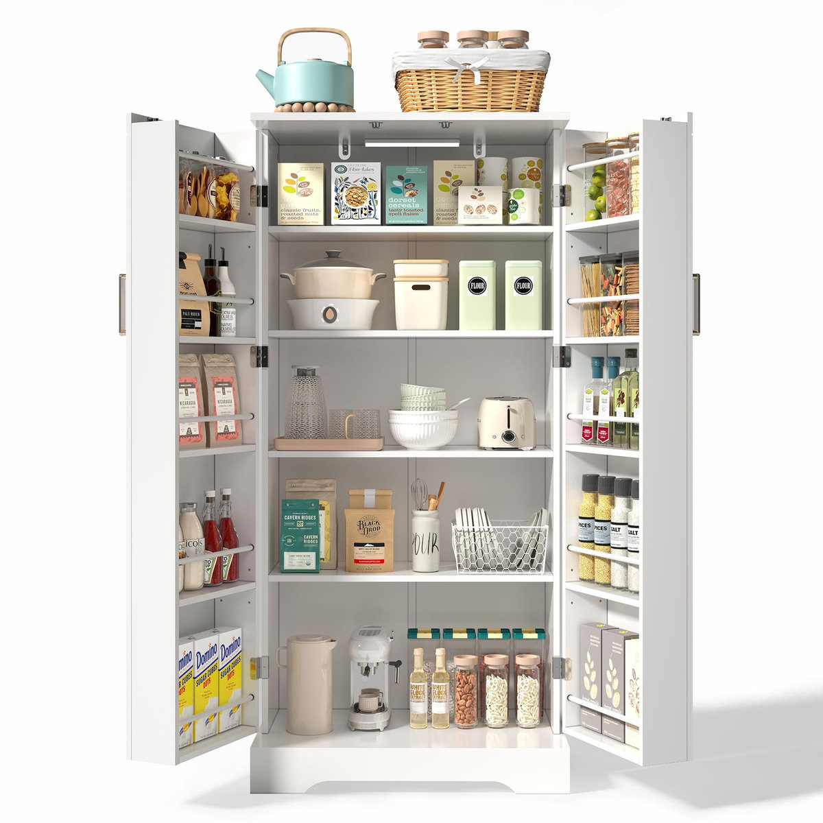 MERAX Buffet de cuisine 2 portes 0 tiroir - 60 cm blanc led mdf